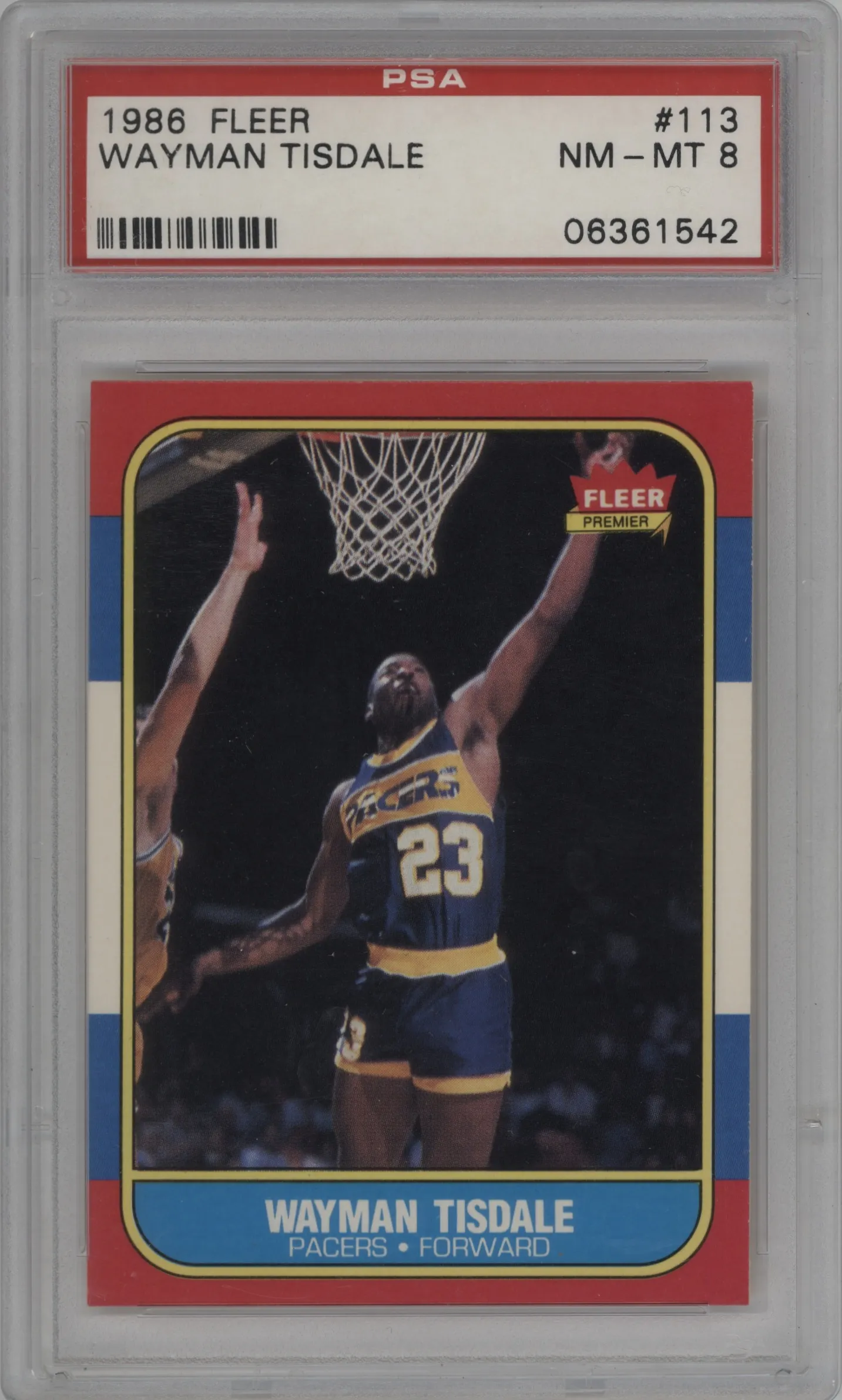 1986 Fleer Wayman Tisdale #113 PSA 8