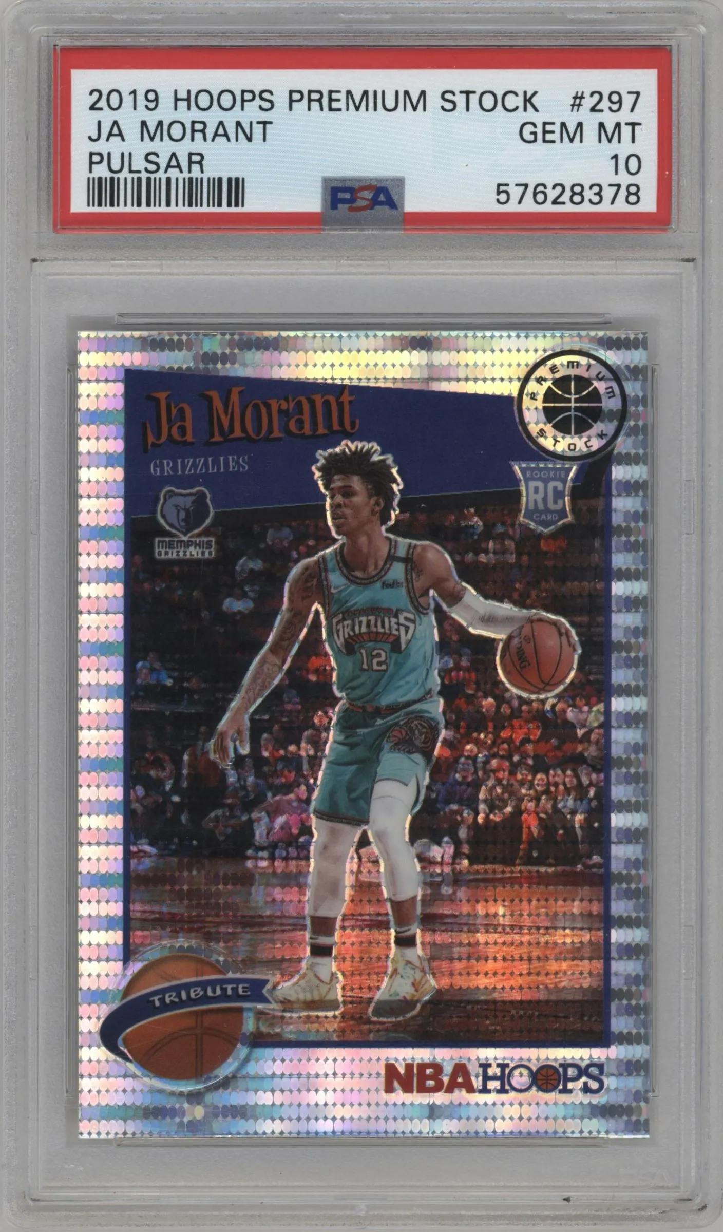 2019 Panini Hoops Premium Stock Tribute Ja Morant Pulsar #297 PSA 10