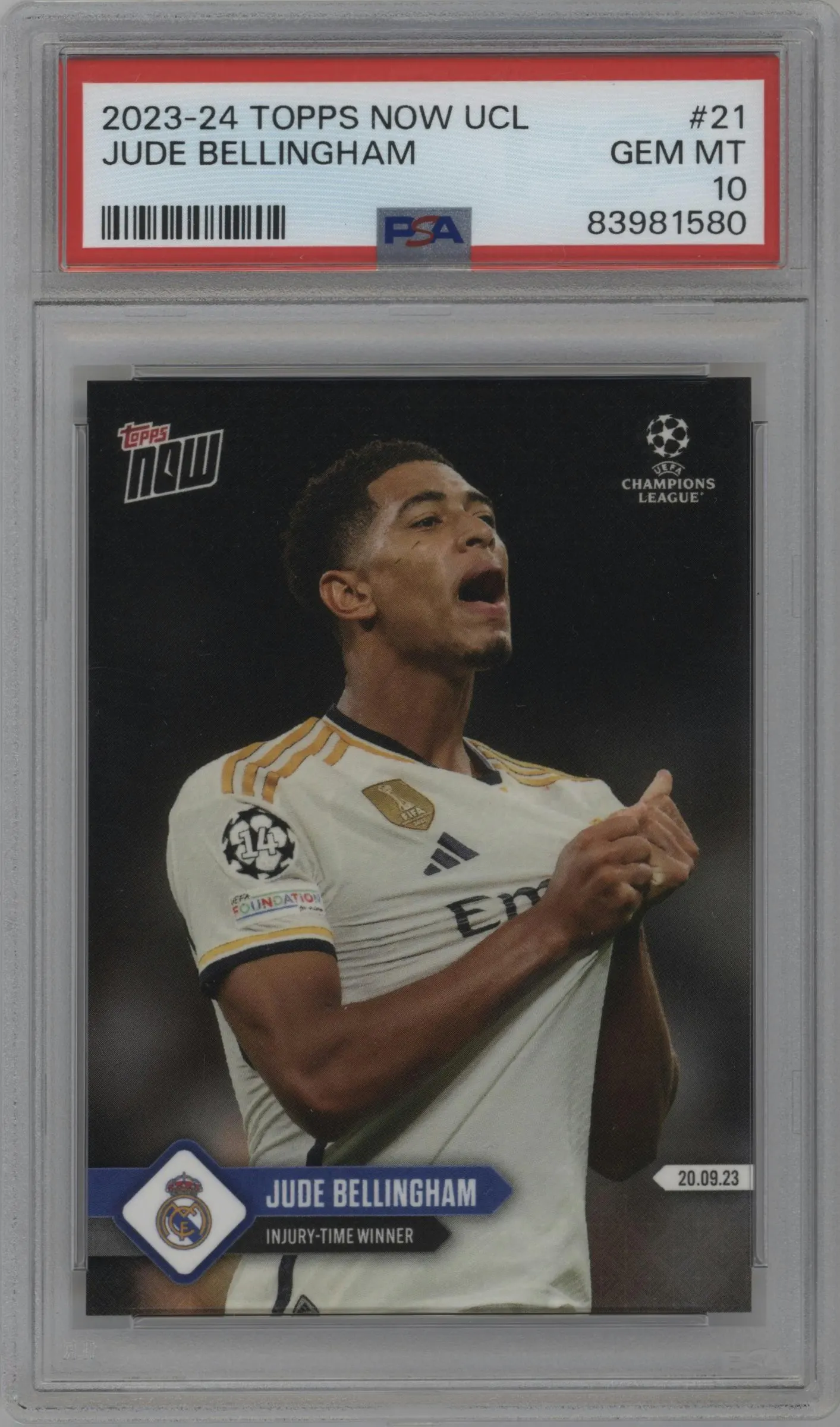 2023 Topps Now UEFA Champions League Jude Bellingham #021 PSA 10