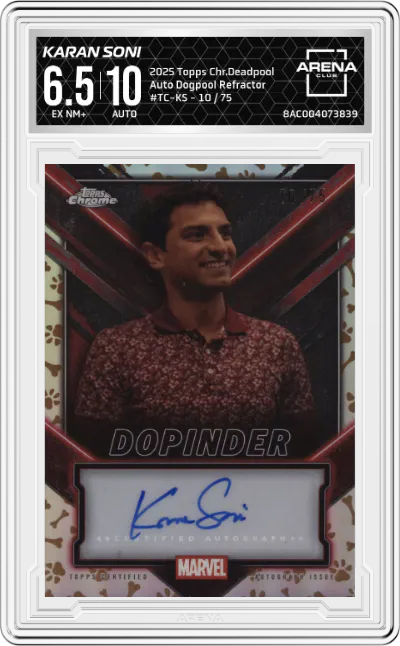 2025 Topps Chrome Deadpool Auto Karan Soni Dogpool Refractor #TC-KS ARENA CLUB 6.5