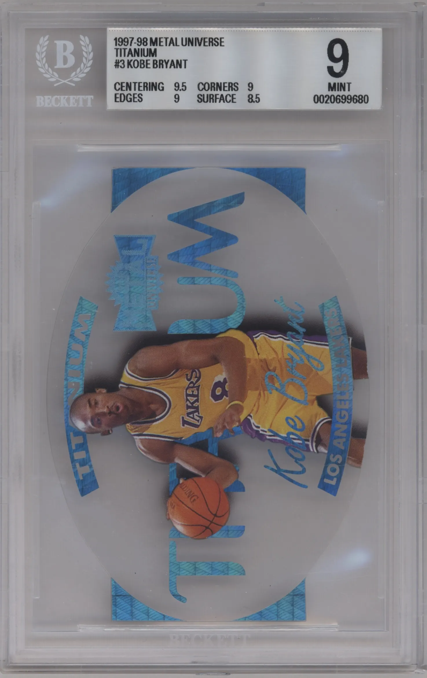 1997 Metal Universe Titanium Kobe Bryant T #3 T BGS 9