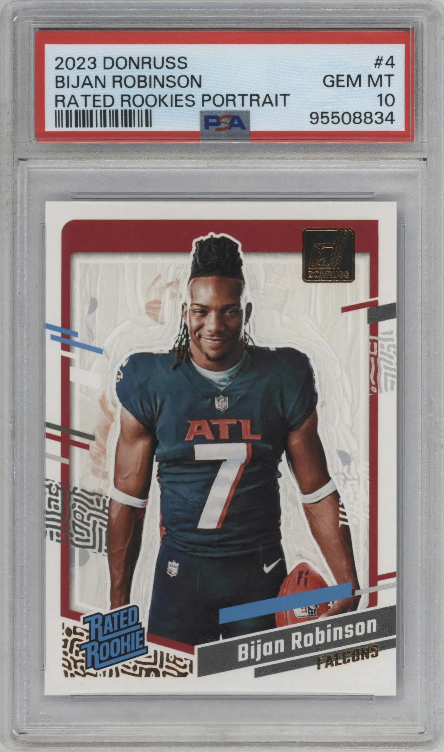 2023 Panini Donruss Rtd.Rke.Portrait Bijan Robinson #4 PSA 10