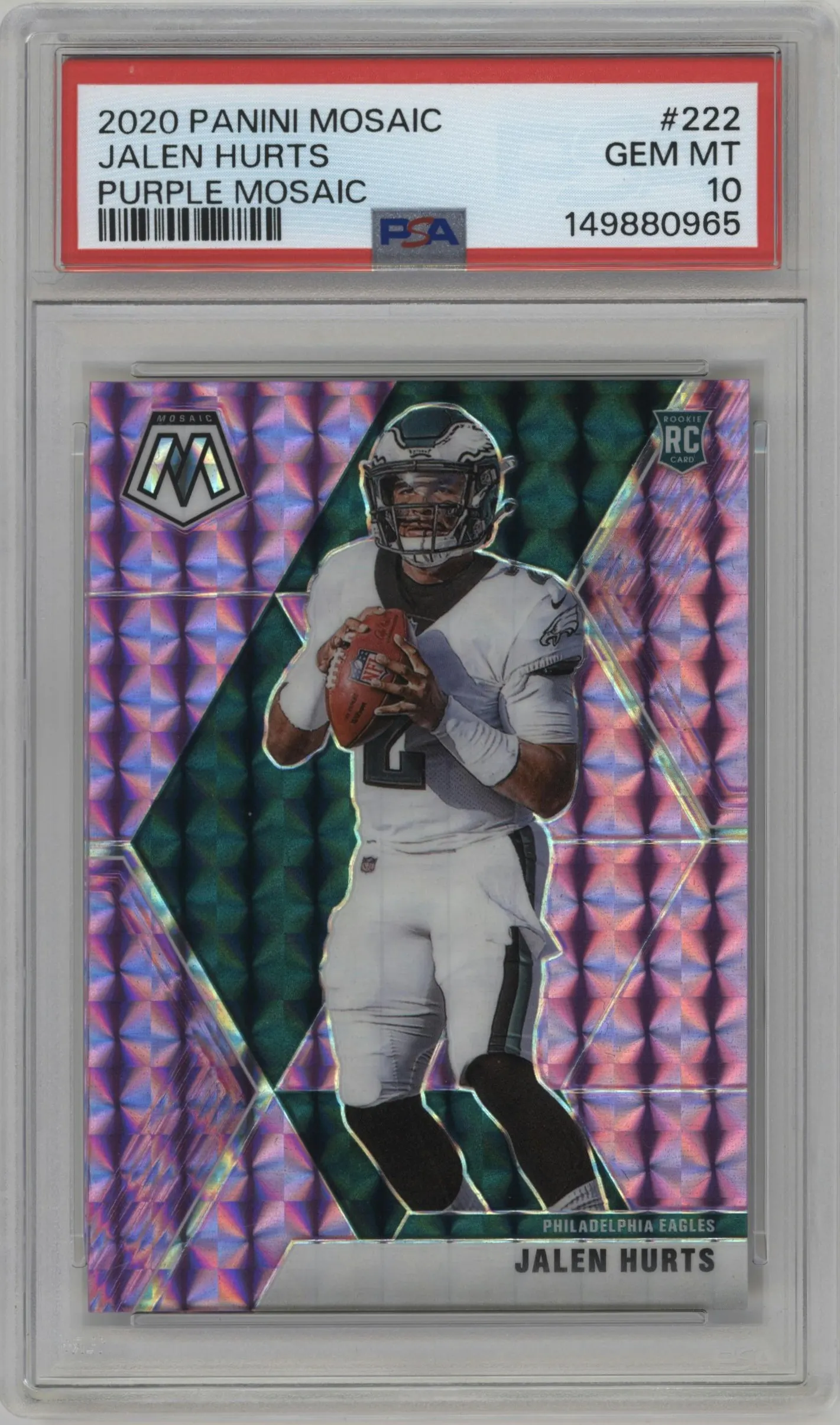 2020 Panini Mosaic Jalen Hurts Purple Mosaic PSA 10