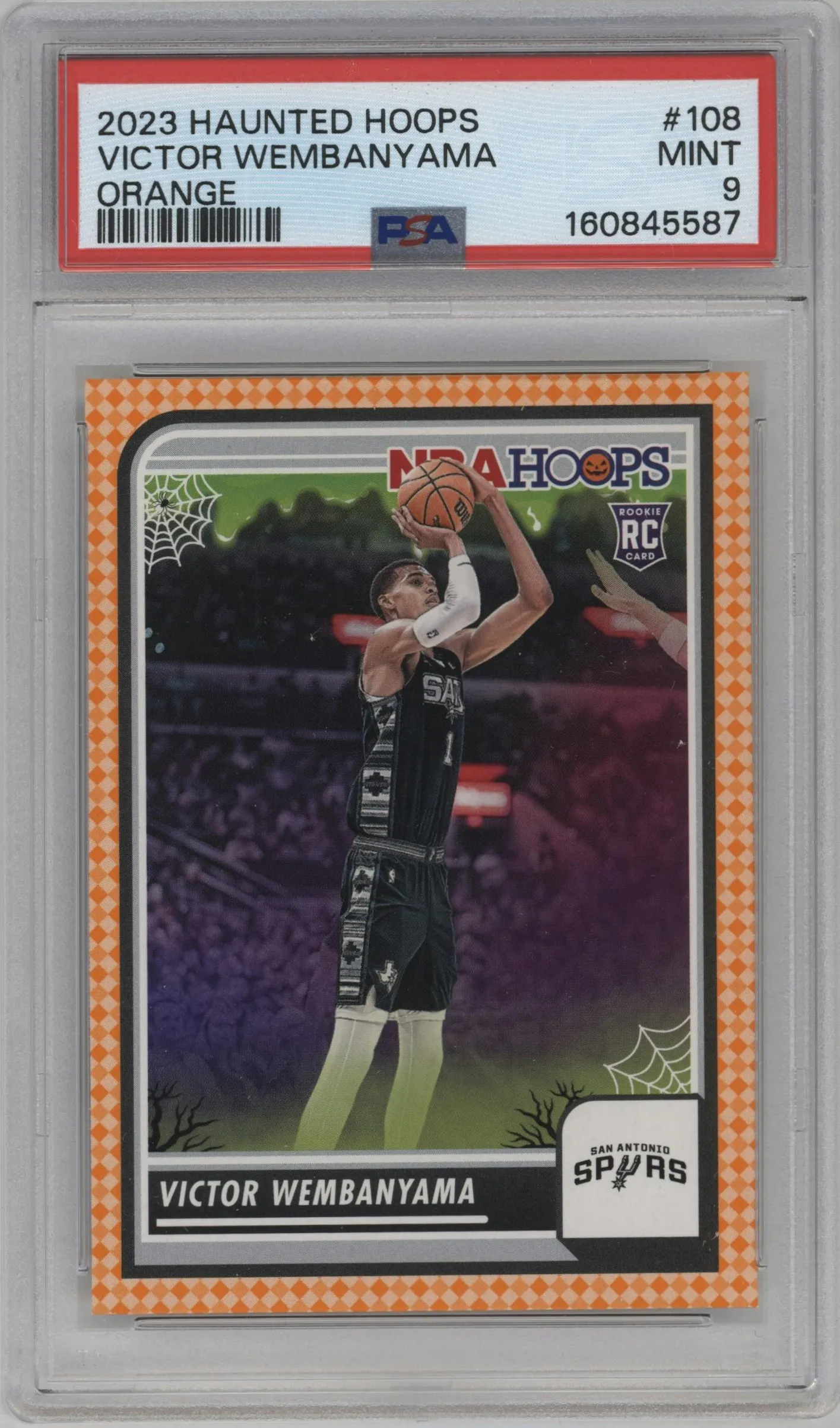 2023 Panini Haunted Hoops Victor Wembanyama Orange #108 PSA 9