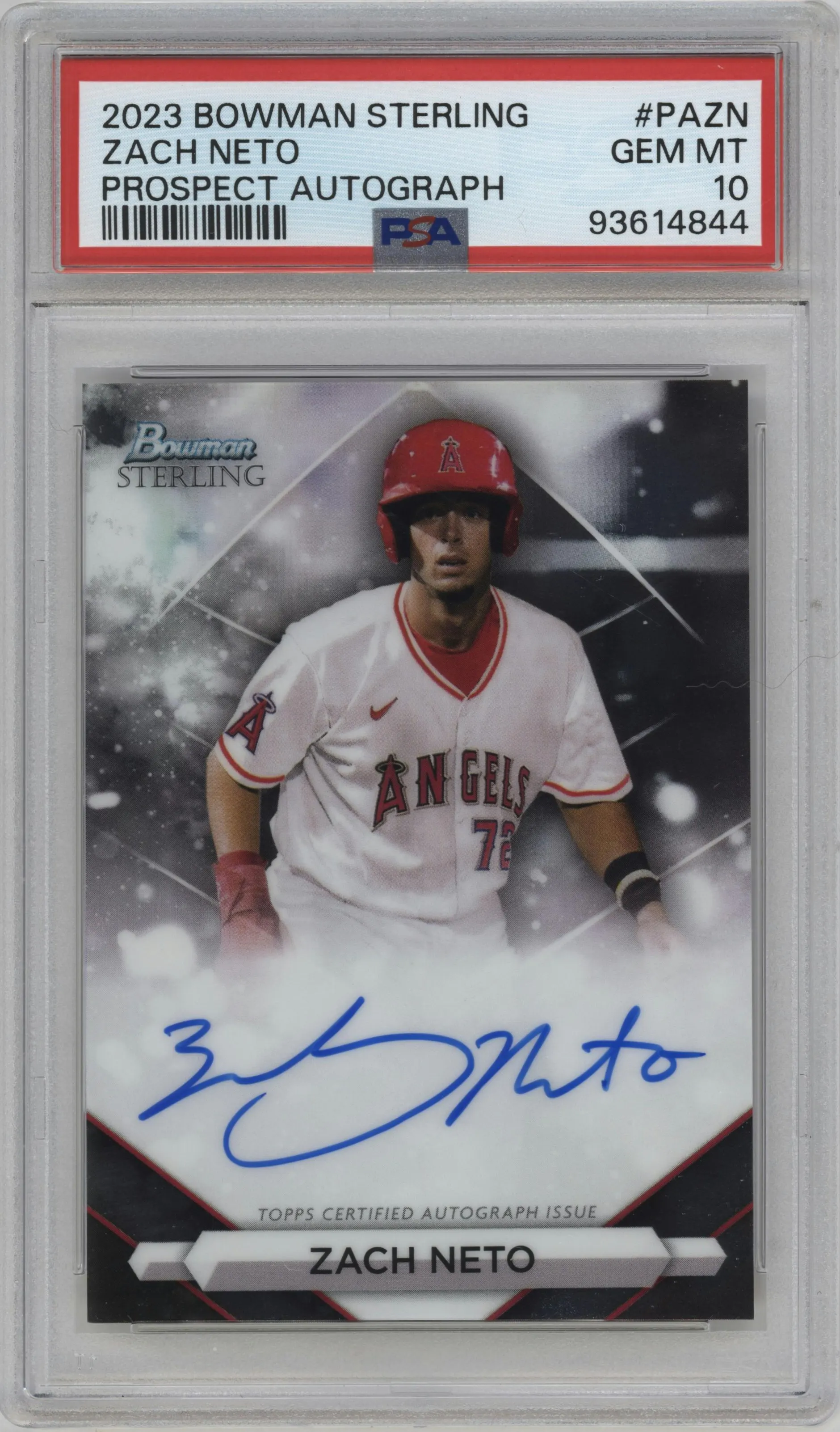 2023 Bowman Sterling Prospect Auto Zach Neto #PA-ZN PSA 10