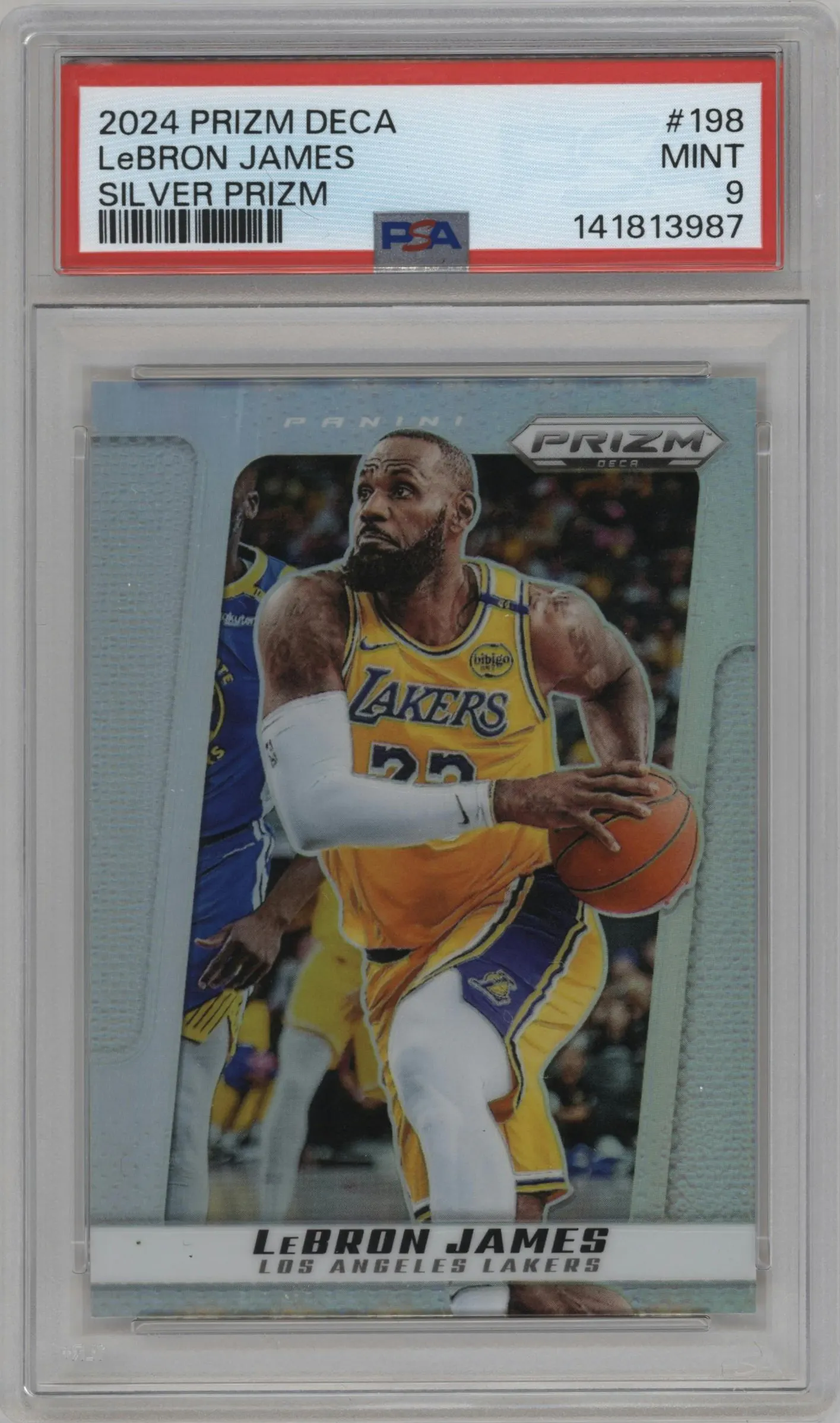 2024 Panini Prizm Deca LeBron James Silver #198 PSA 9
