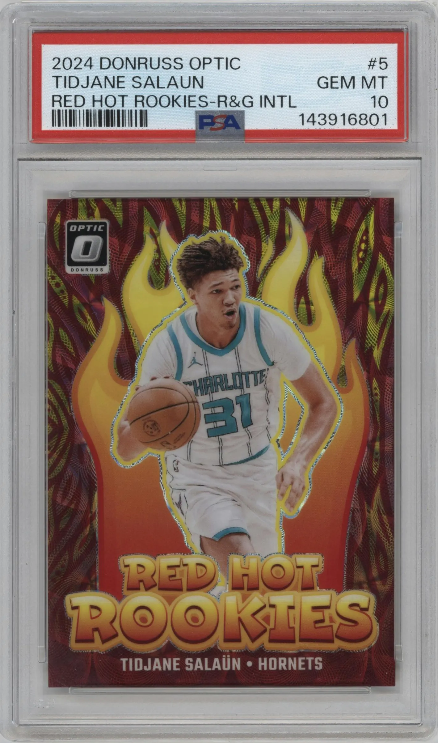 2024 Donruss Optic Red Hot Rookies Tidjane Salaun Red&Gold International #5 PSA 10