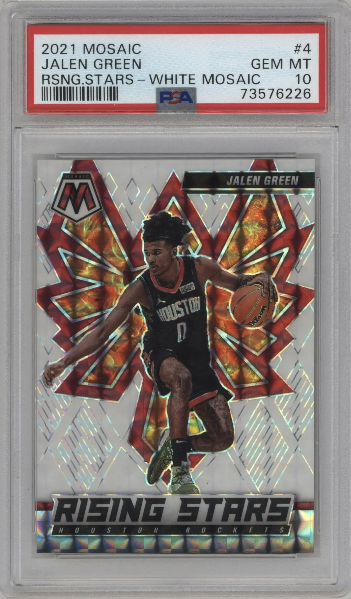 2021 Panini Mosaic Rising Stars Jalen Green White Mosaic #4 PSA 10