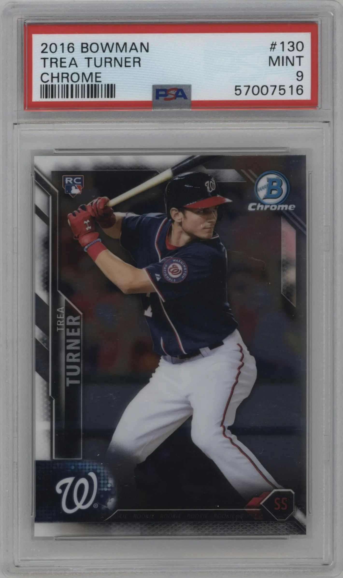 2016 Bowman Chrome Trea Turner #130 PSA 9