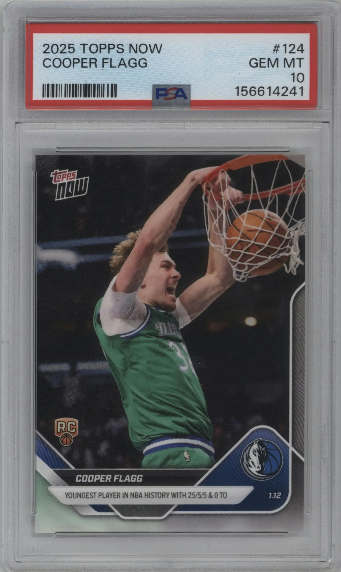 2025 Topps Now Cooper Flagg PSA 10