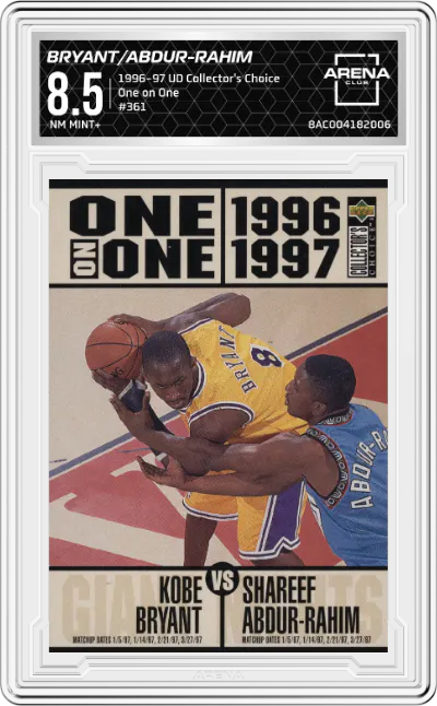 1996 Upper Deck Collector's Choice One on One Kobe Bryant/Shareef Abdur-Rahim #361 ARENA CLUB 8.5