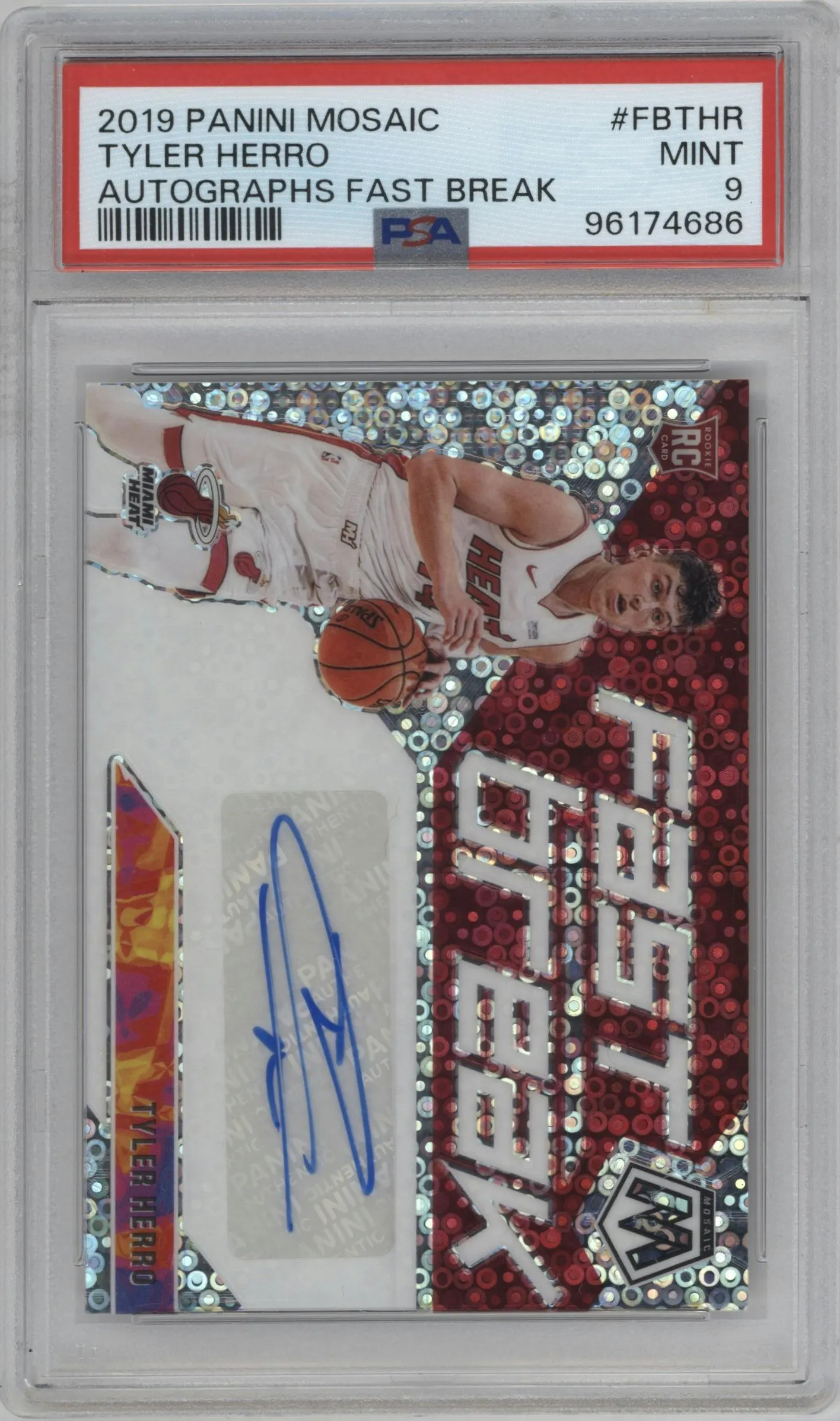 2019 Panini Mosaic Fast Break Auto Tyler Herro #FB-THR PSA 9