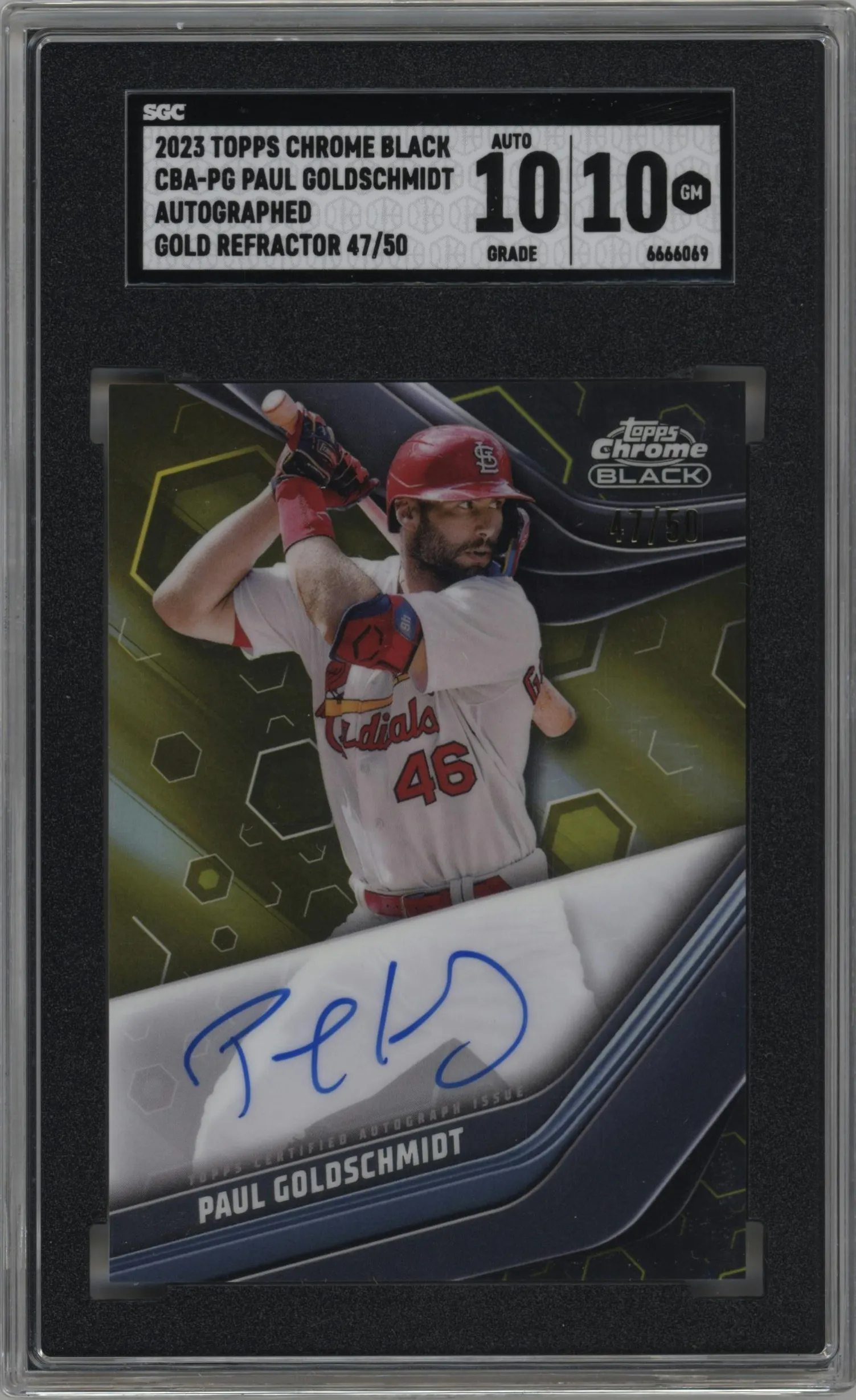 2023 Topps Chrome Black Auto Paul Goldschmidt Gold Refractor #CBA-PG SGC 10