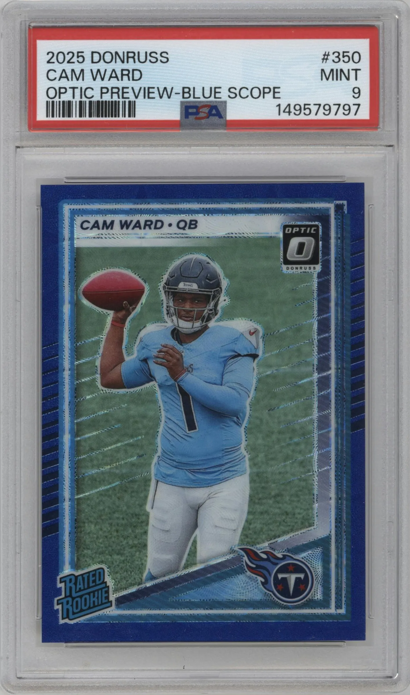 2025 Panini Donruss Opt.Rtd.Rke.Prev. Cam Ward Blue Scope #350 PSA 9