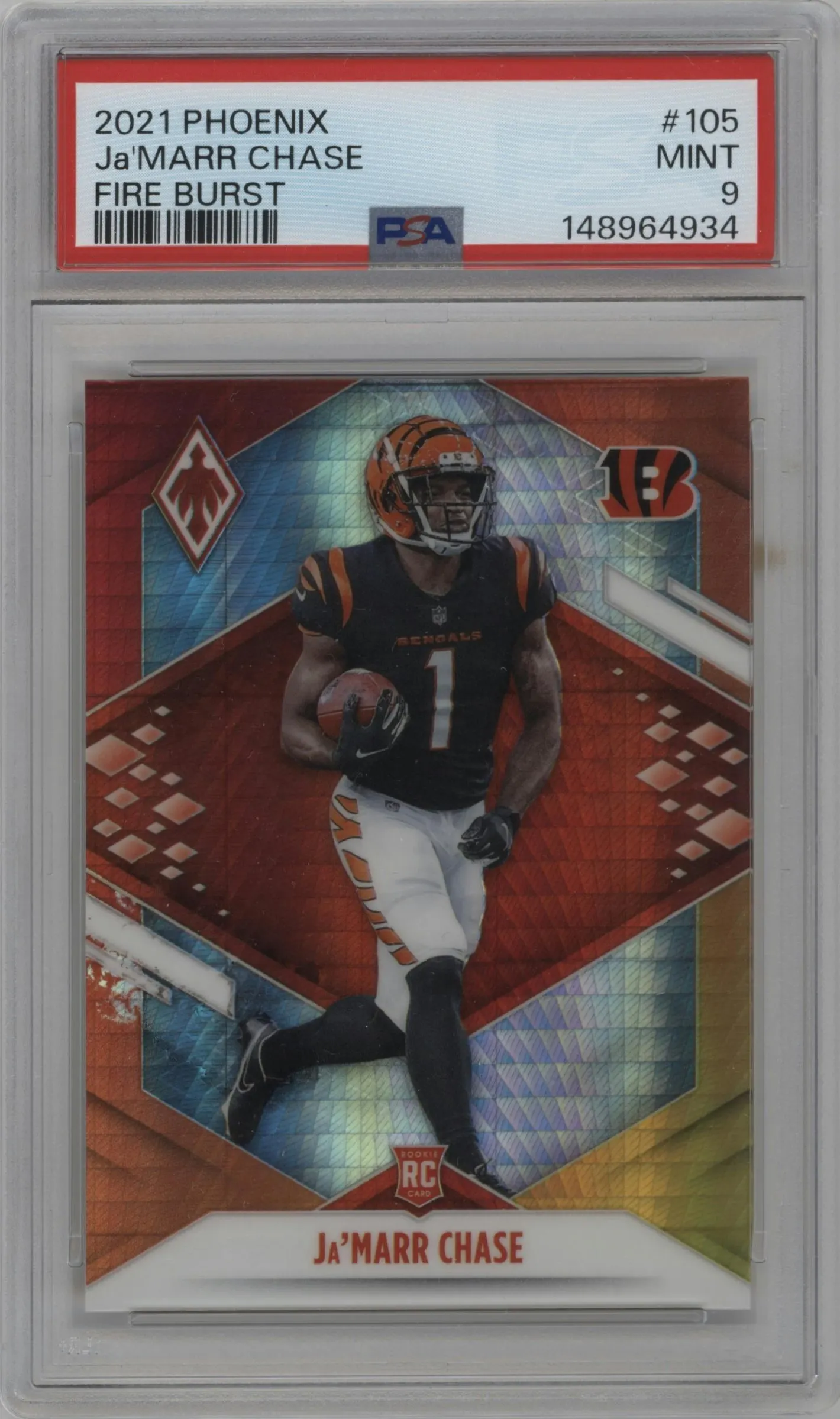 2021 Panini Phoenix Ja'Marr Chase Fire Burst PSA 9