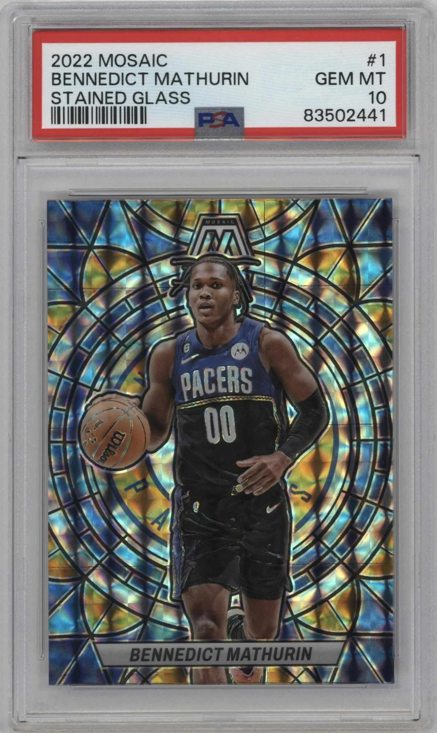 2022 Panini Mosaic Stained Glass Bennedict Mathurin #1 PSA 10