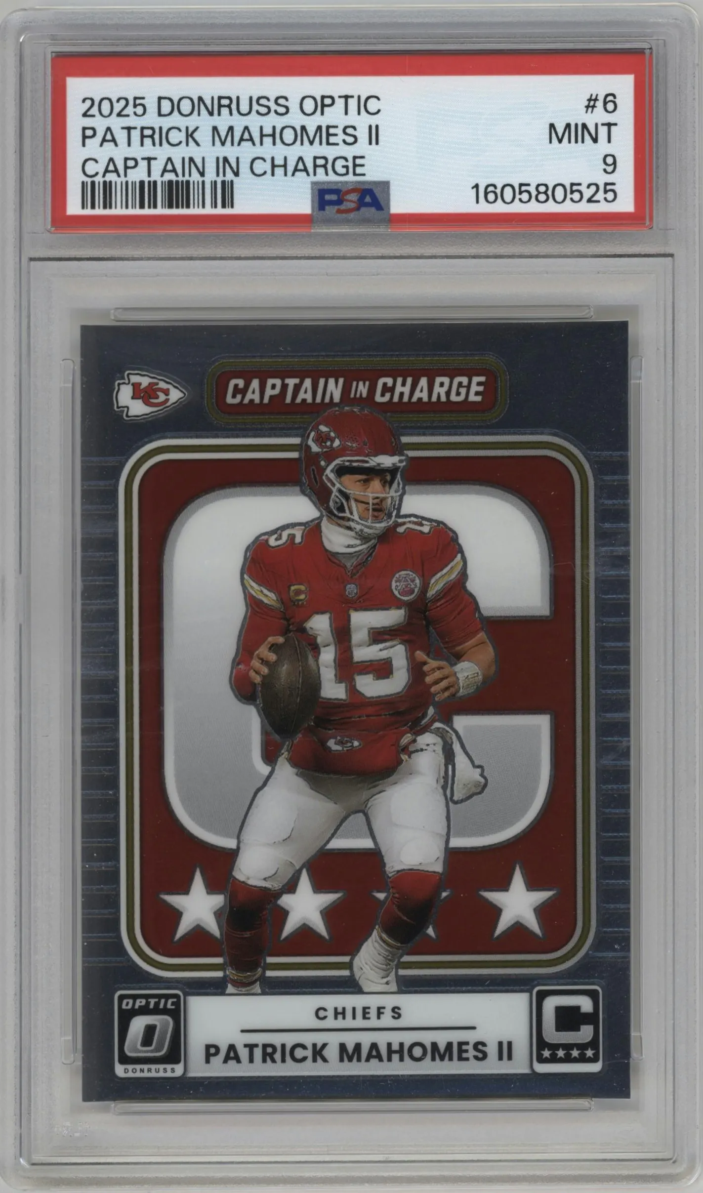 2025 Donruss Optic Captain in Charge Patrick Mahomes II #6 PSA 9