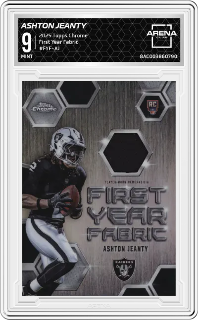 2025 Topps Chrome First Year Fabric Ashton Jeanty #FYF-AJ ARENA CLUB 9