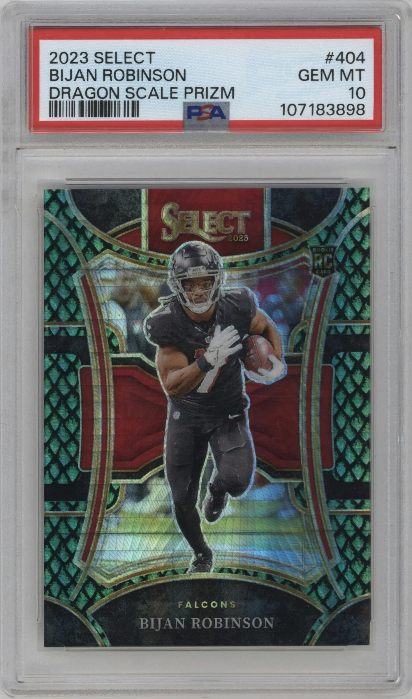 2023 Panini Select Suite Lvl. Bijan Robinson Dragon Scale #404 PSA 10