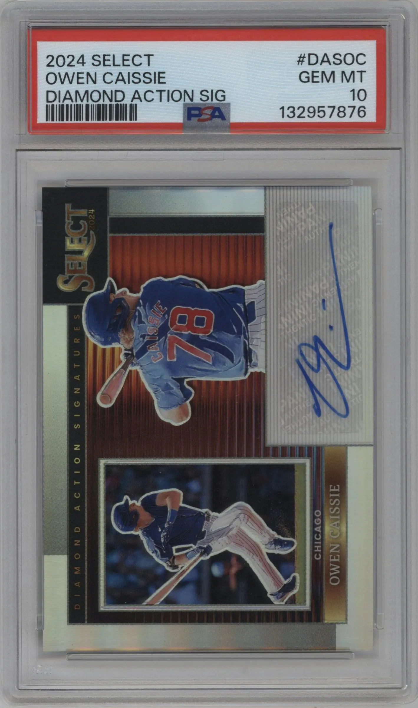 2024 Panini Select Diamond Action Sig. Owen Caissie PSA 10