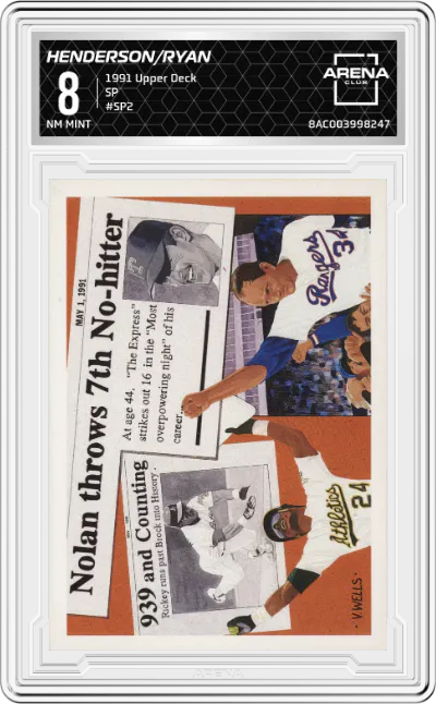 1991 Upper Deck SP Rickey Henderson/Nolan Ryan ARENA CLUB 8