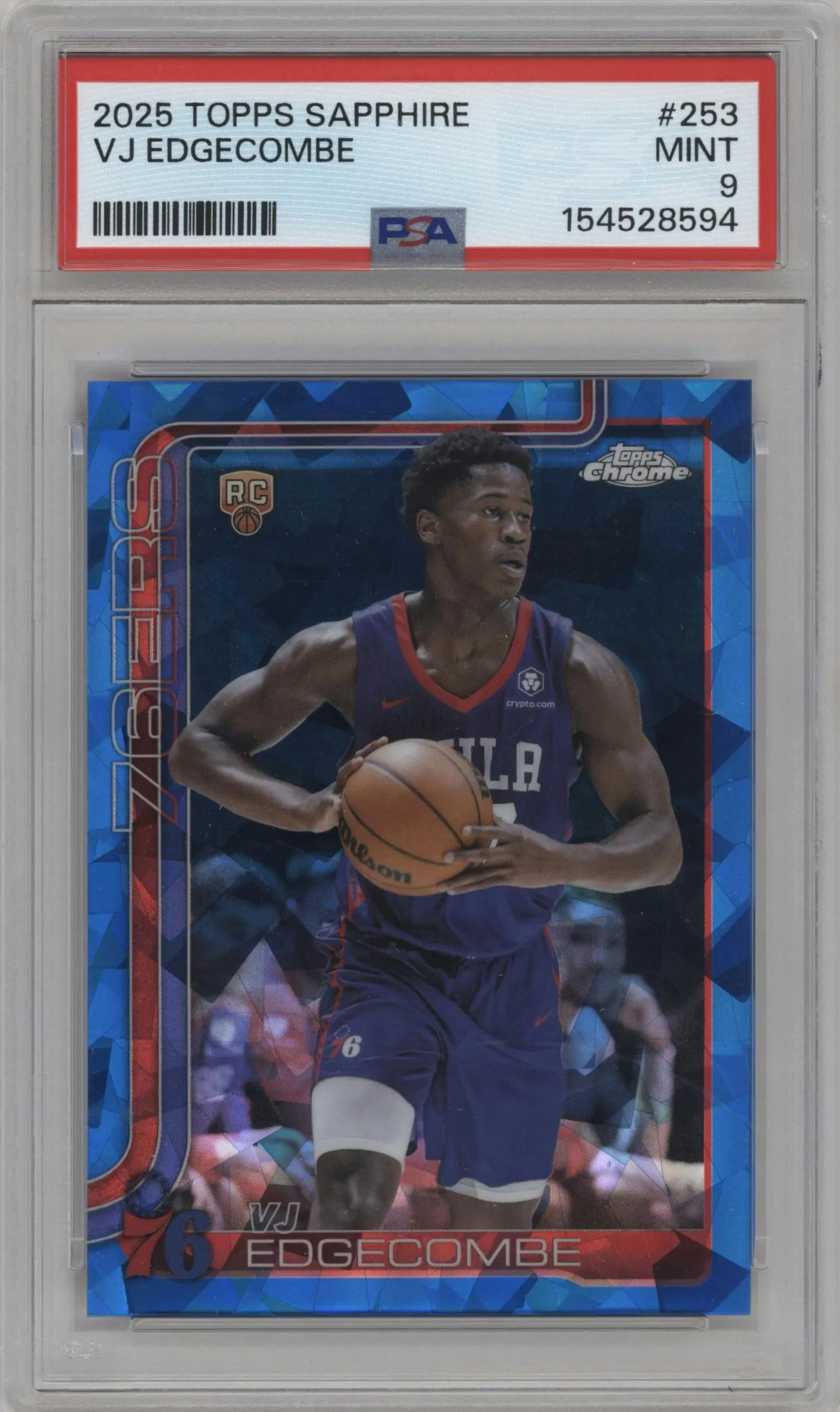 2025 Topps Chrome Sapphire Edition VJ Edgecombe #253 PSA 9