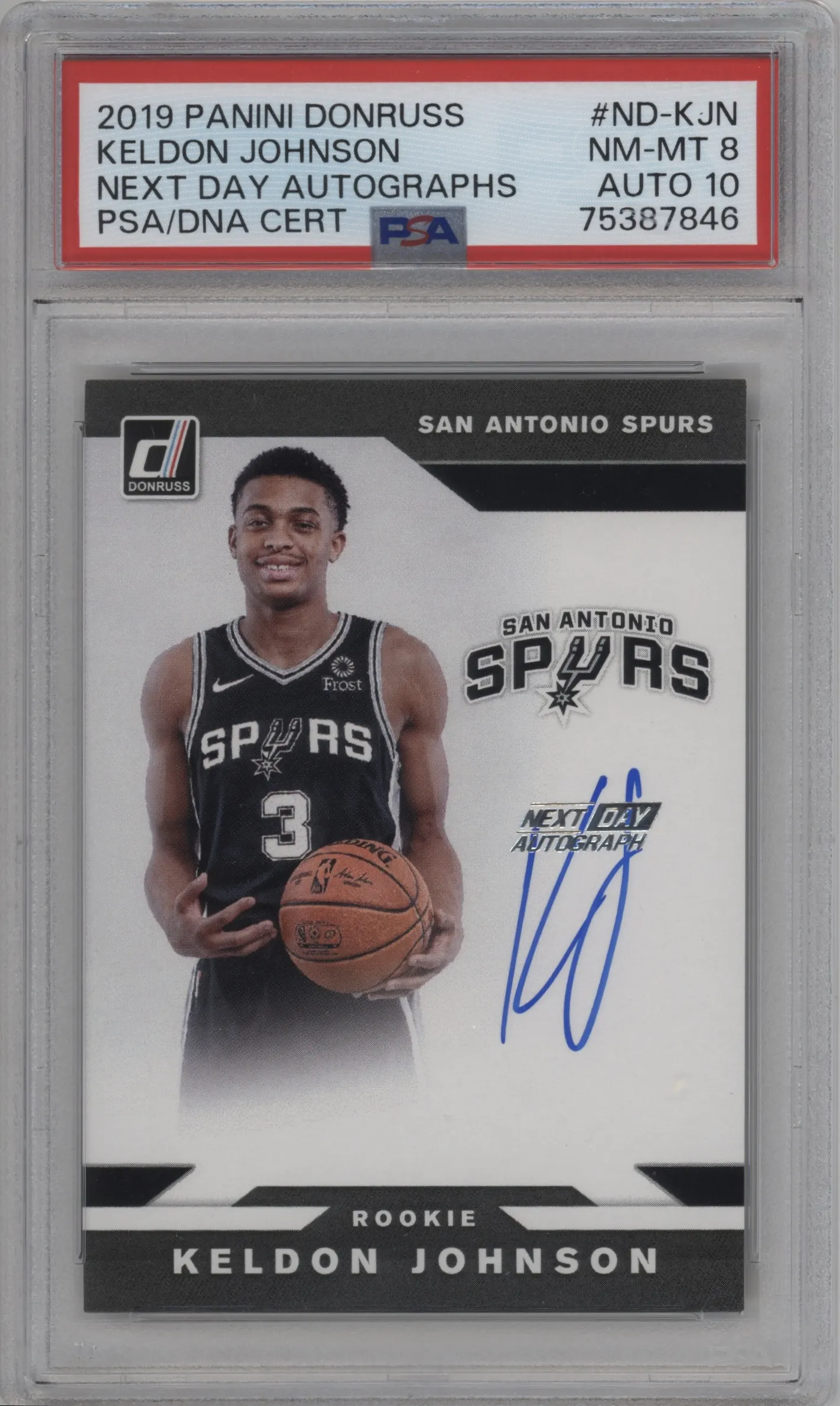 2019 Panini Donruss Next Day Auto Keldon Johnson #ND-KJN PSA 8