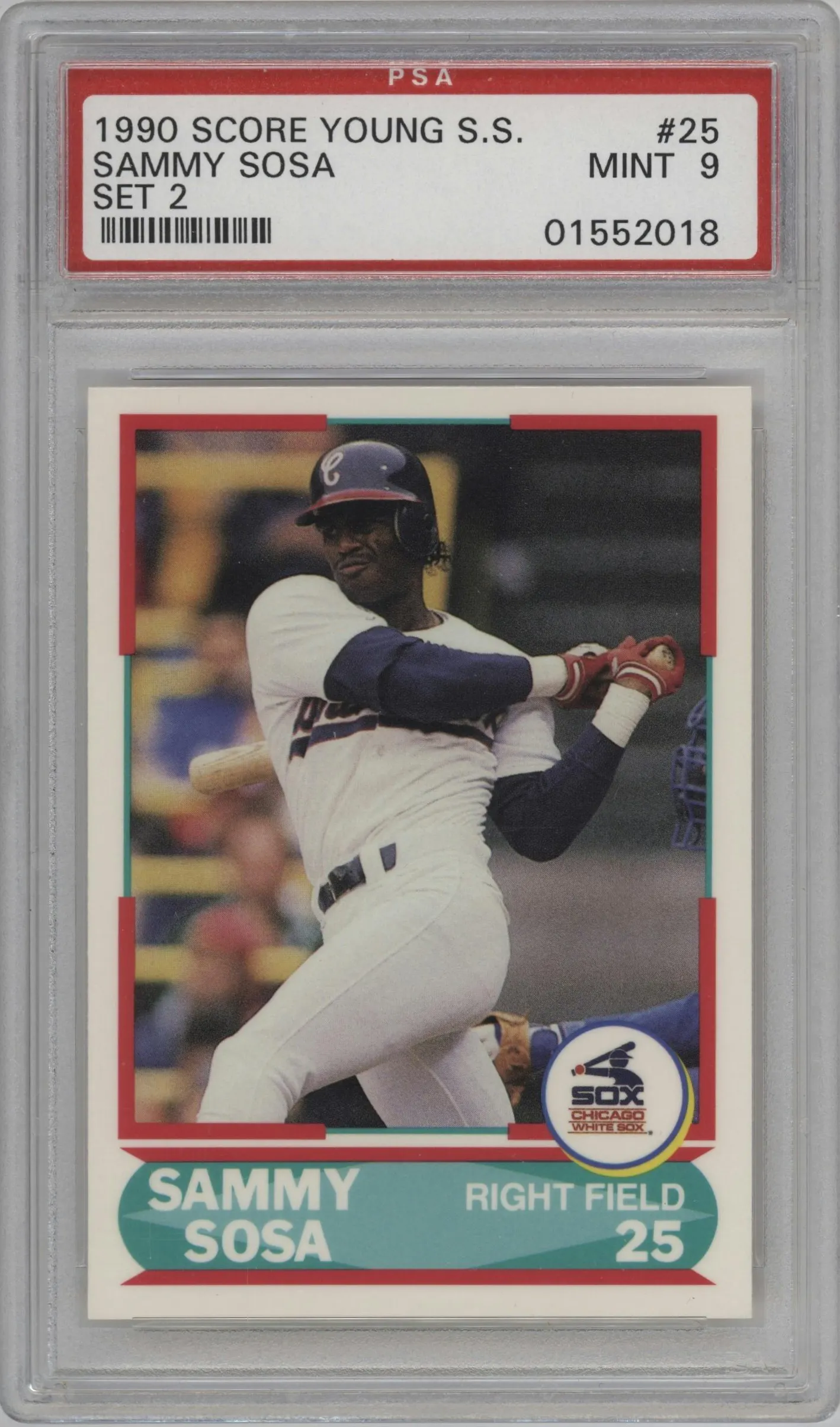 1990 Score Young Superstar Set 2 Sammy Sosa #25 PSA 9