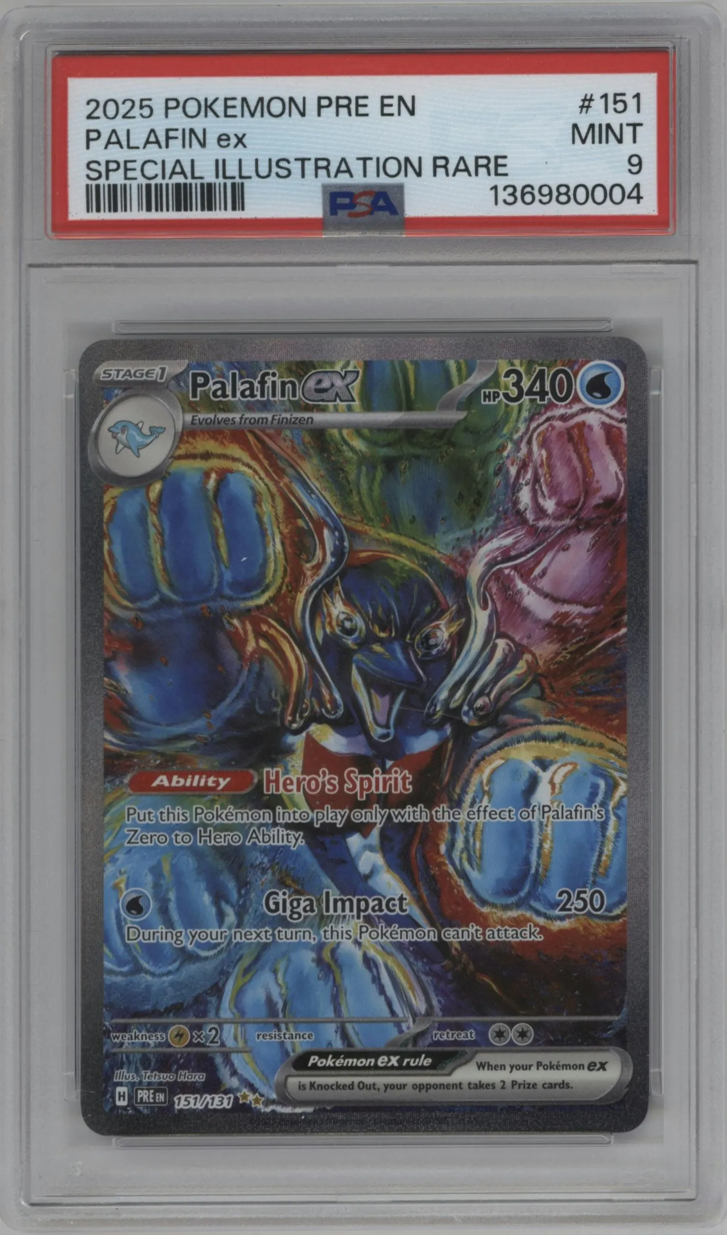2025 Pokemon SV Prismatic Evolutions Palafin ex #151 PSA 9
