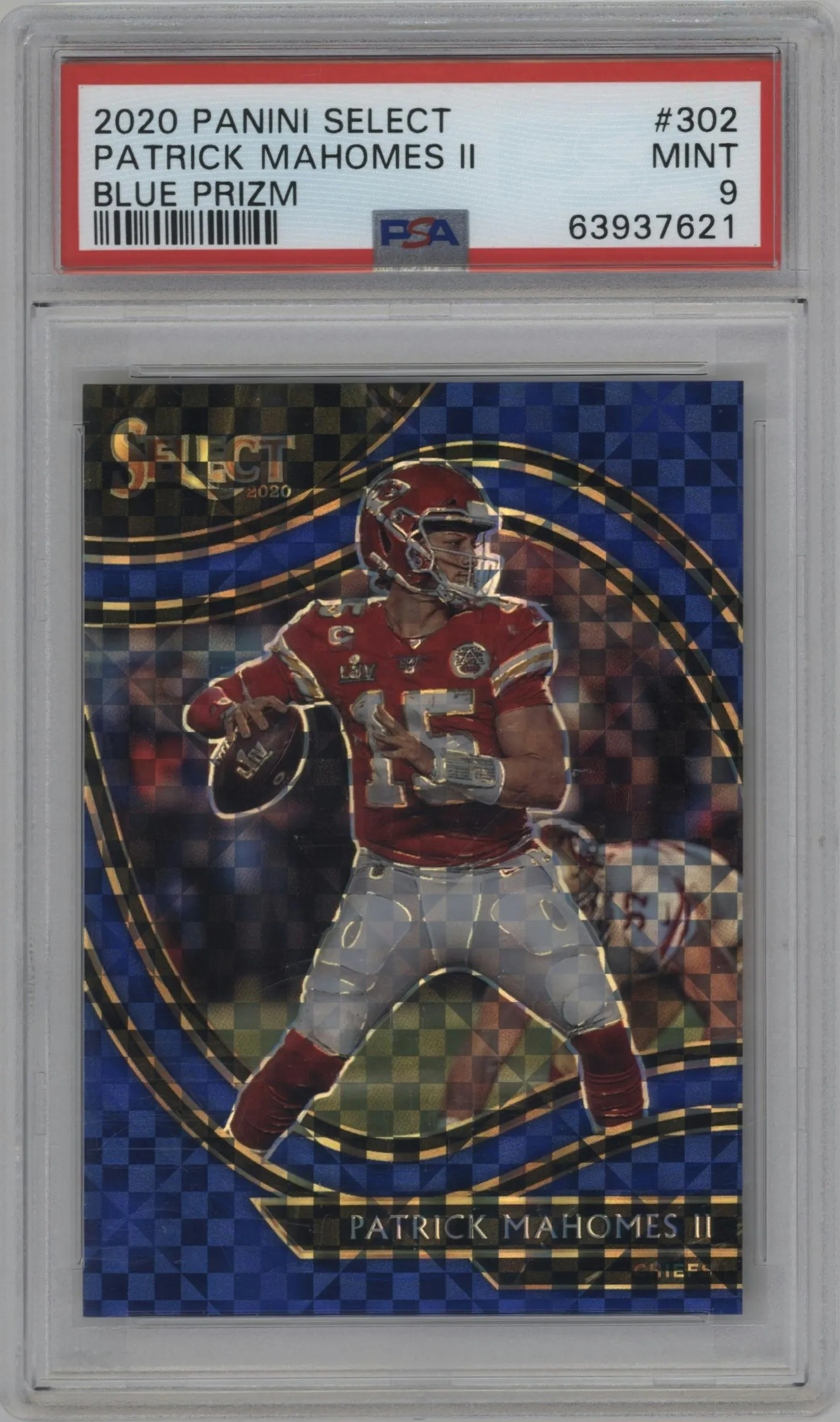 2020 Panini Select Field Lvl. Patrick Mahomes II Blue Prizm #302 PSA 9