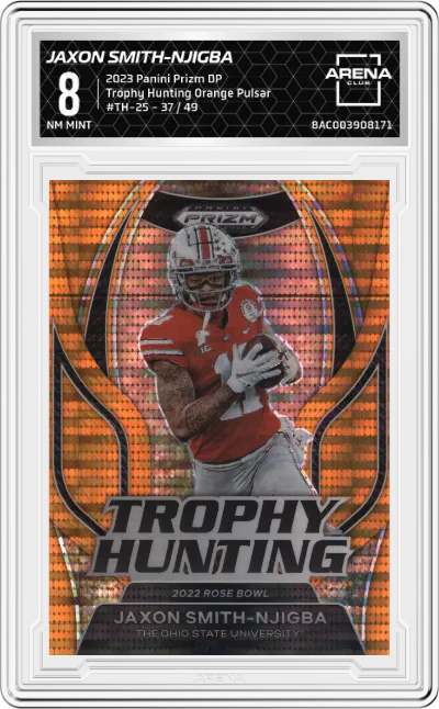 2023 Panini Prizm Draft Picks Trophy Hunting Jaxon Smith-Njigba Orange Pulsar #TH-25 ARENA CLUB 8