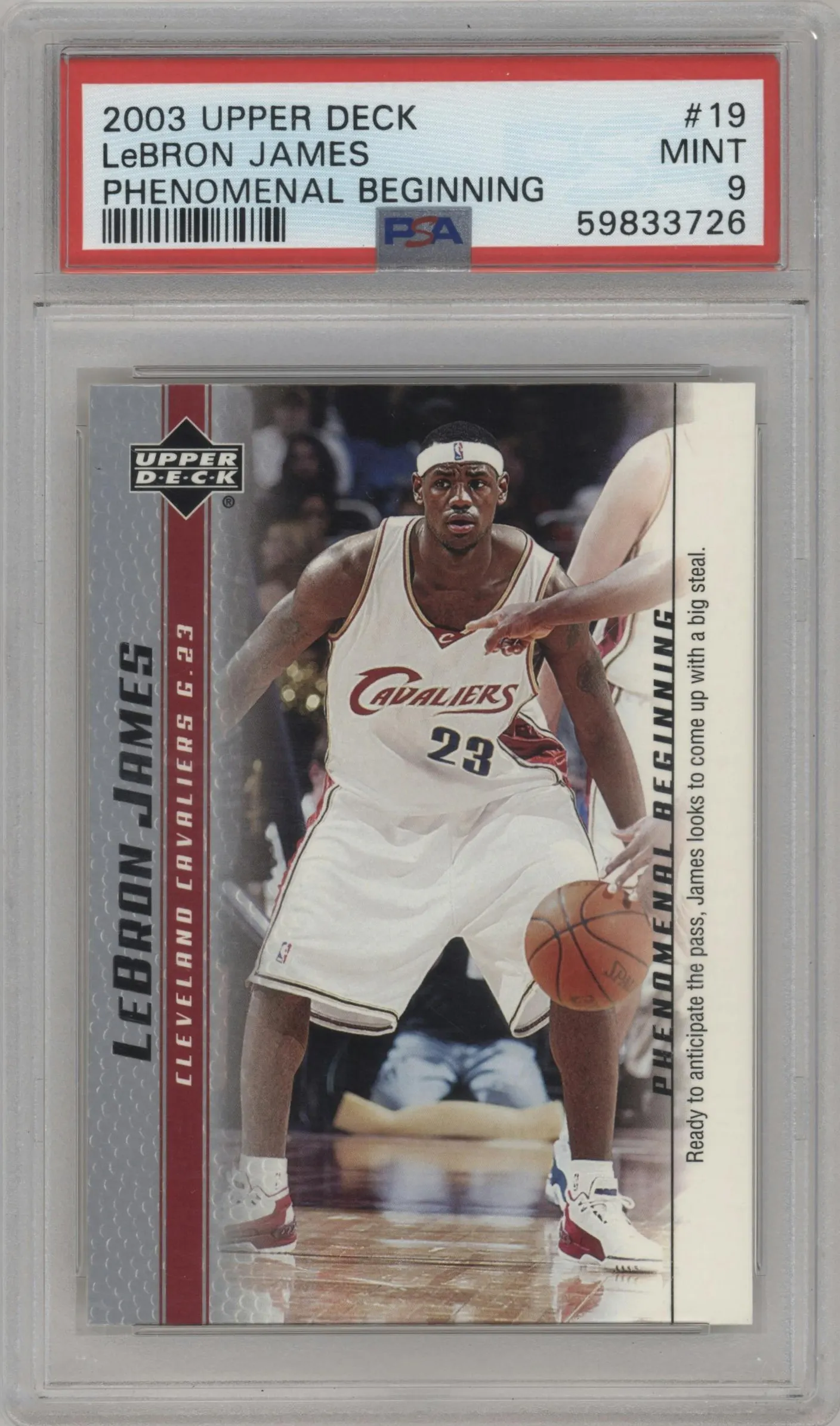2003 Upper Deck LeBron James Phenomenal Beginning LeBron James #19 PSA 9