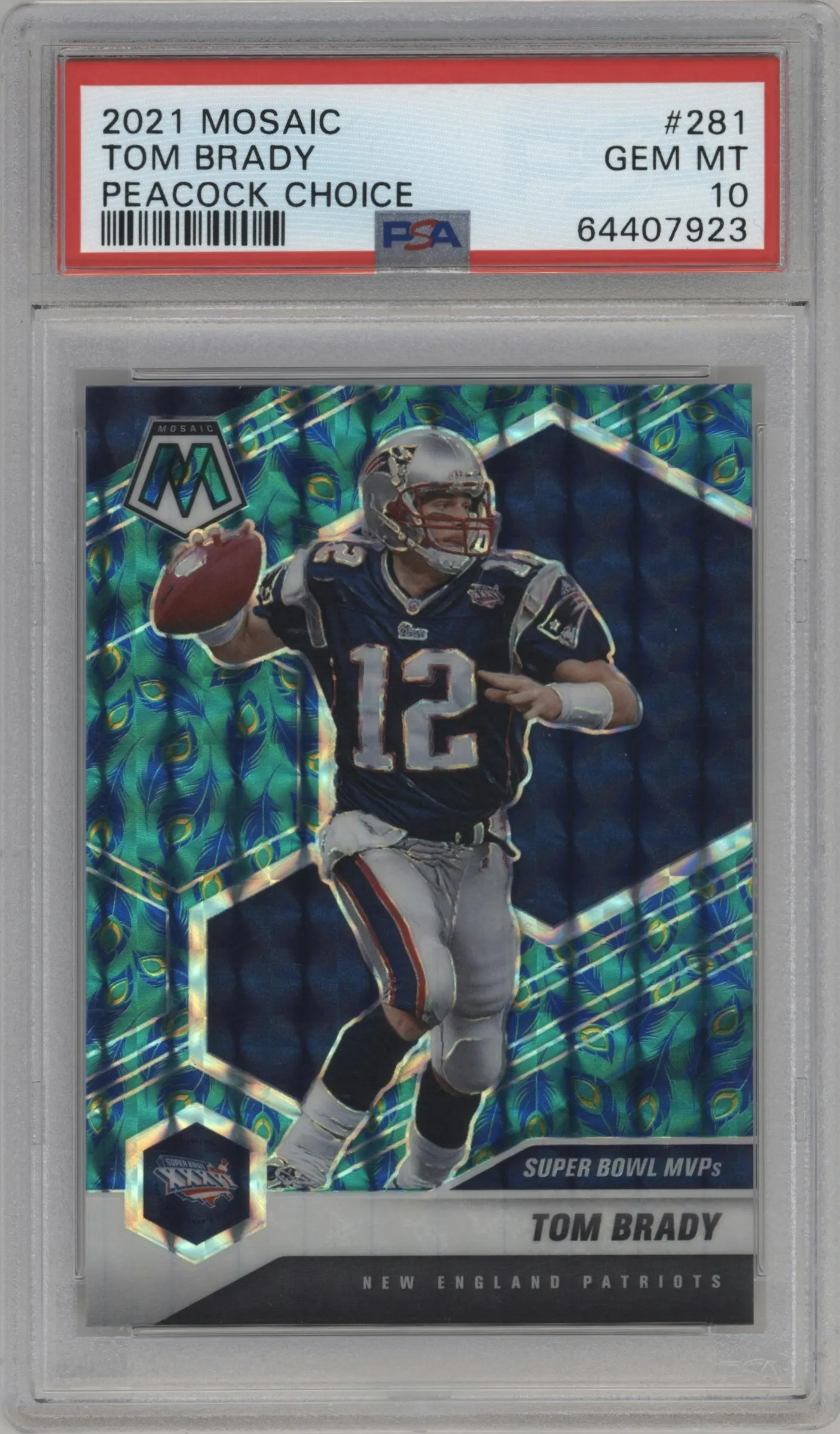 2021 Panini Mosaic Tom Brady Choice Peacock #281 PSA 10