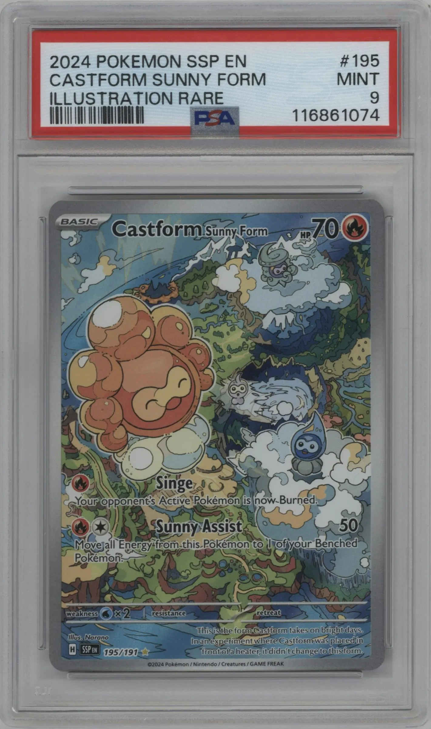 2024 Pokemon SV Surging Sparks Castform Sunny Form #195 PSA 9