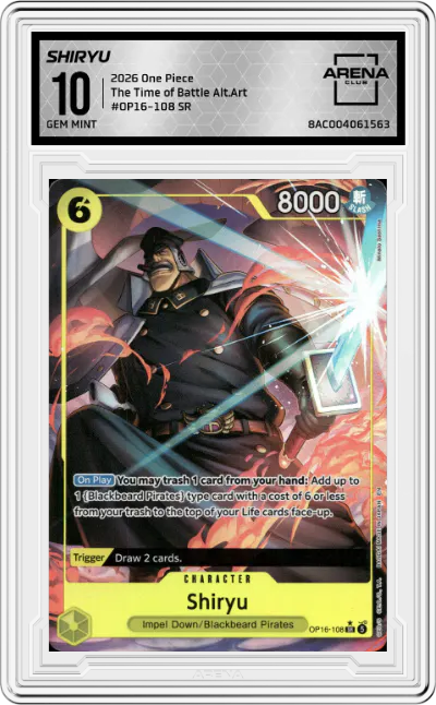 2026 One Piece The Time of Battle Shiryu Alternate Art SR #OP16-108 SR ARENA CLUB 10