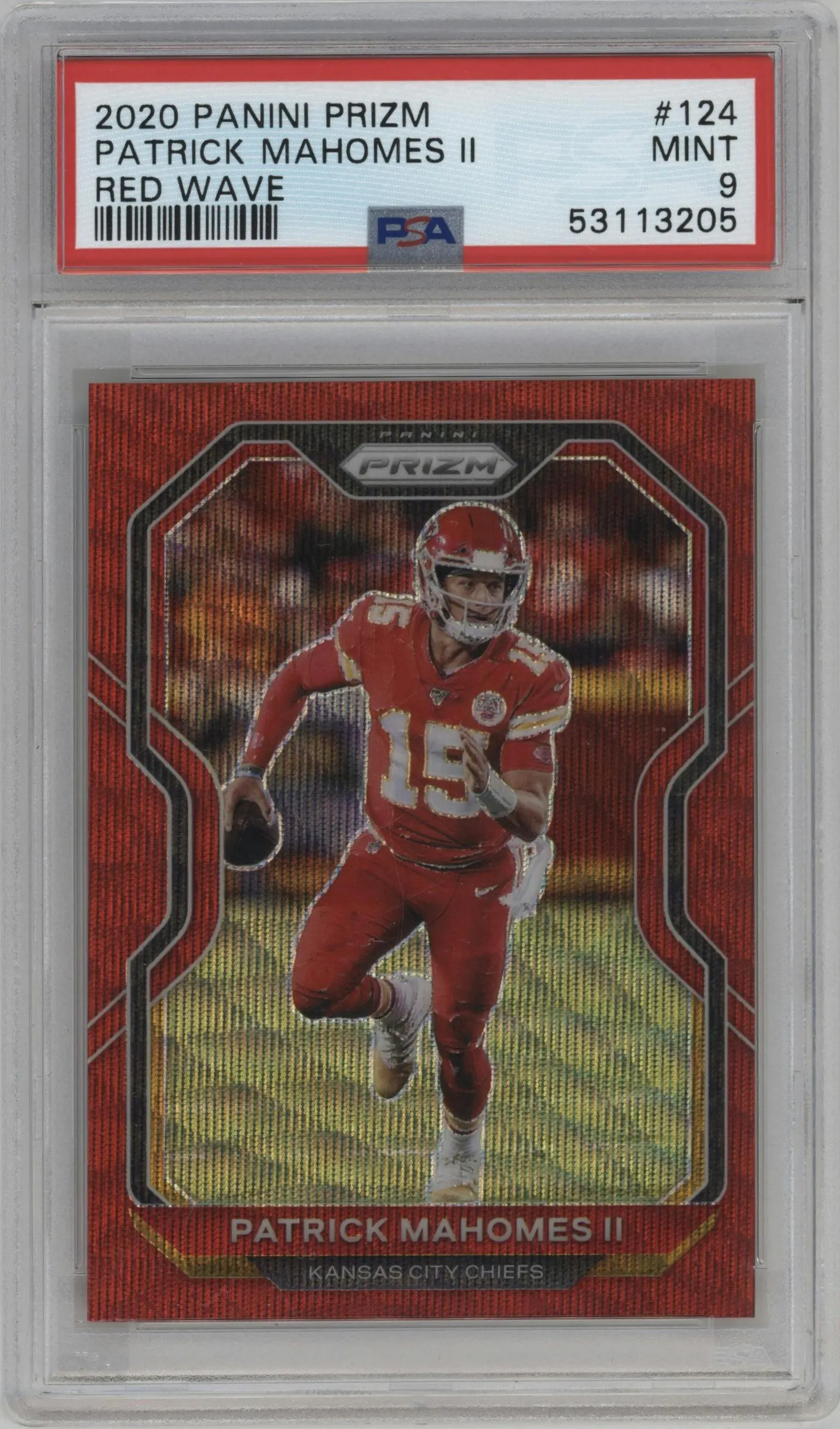 2020 Panini Prizm Patrick Mahomes II Red Wave #124 PSA 9