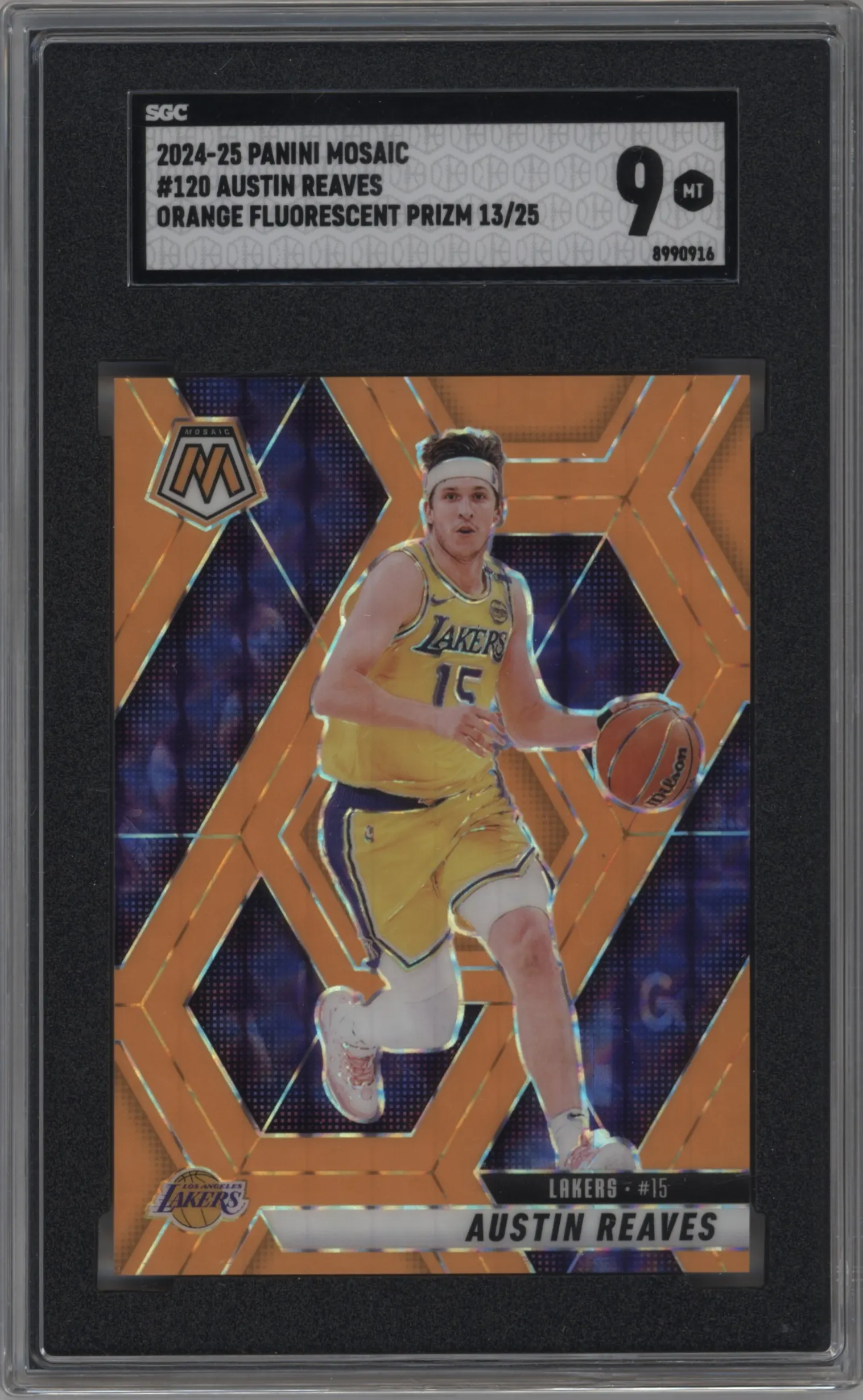 2024 Panini Mosaic Austin Reaves Orange Fluorescent Mosaic #120 SGC 9