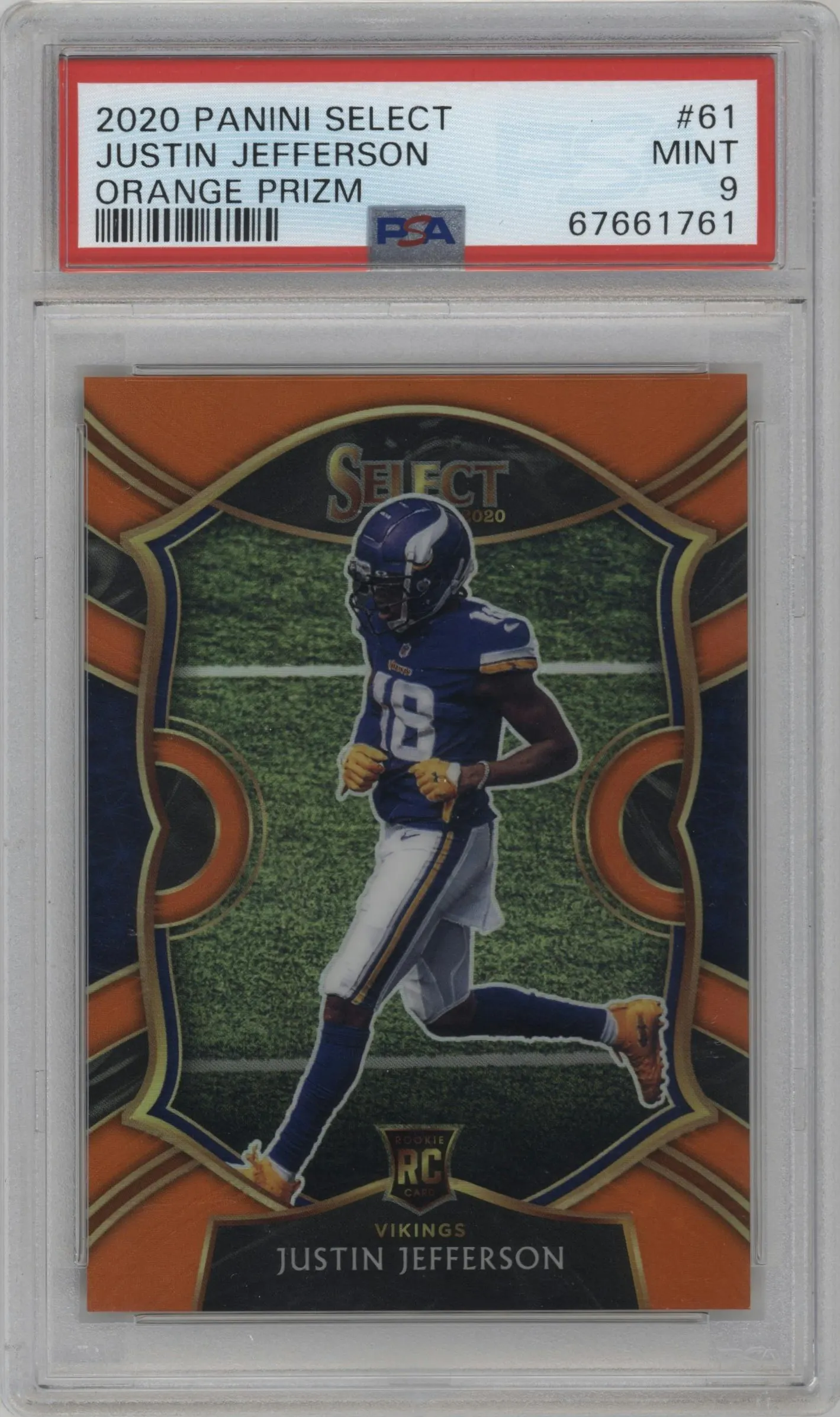 2020 Panini Select Justin Jefferson Orange Prizm #61 PSA 9
