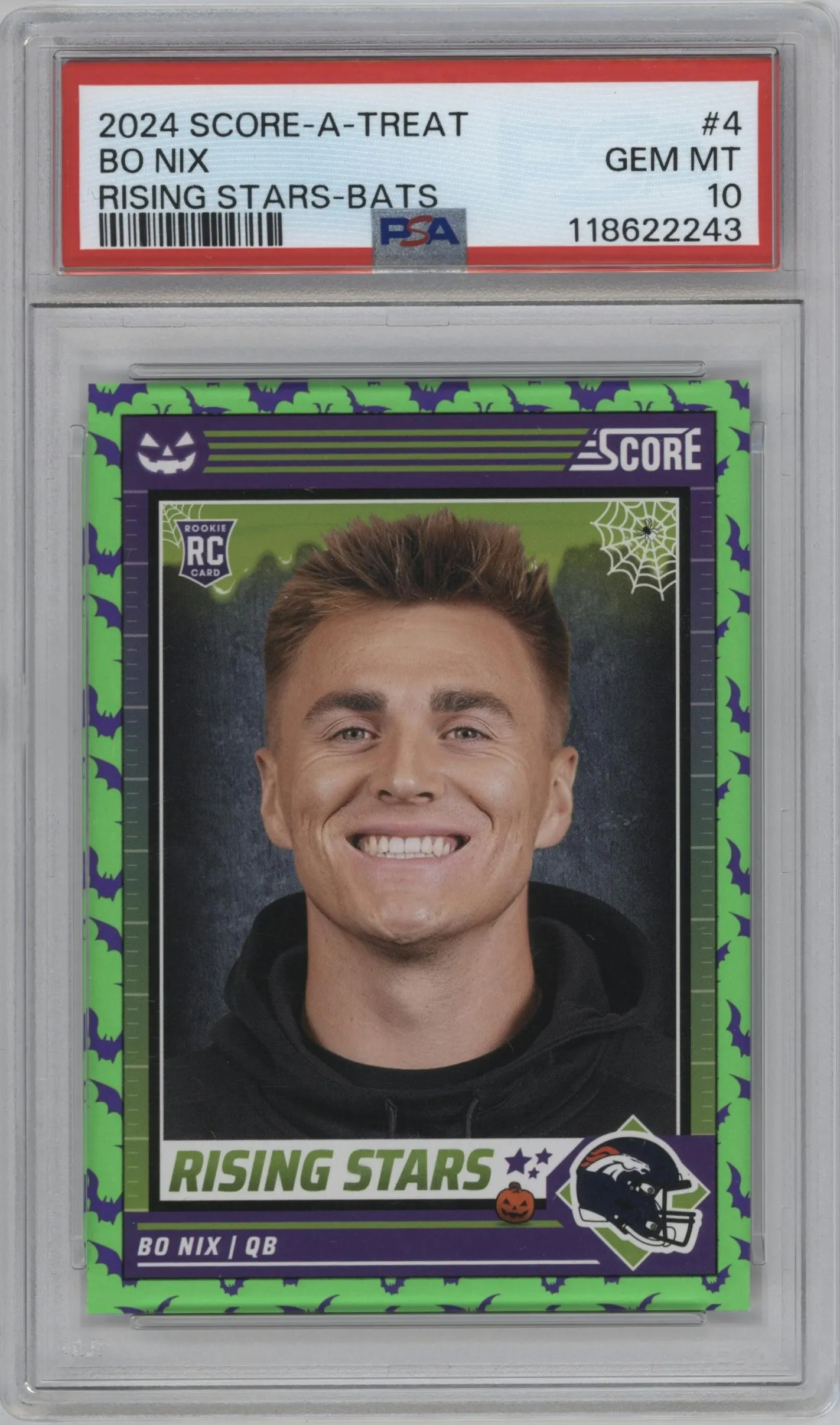 2024 Score-A-Treat Rising Stars Bo Nix Bats #4 PSA 10