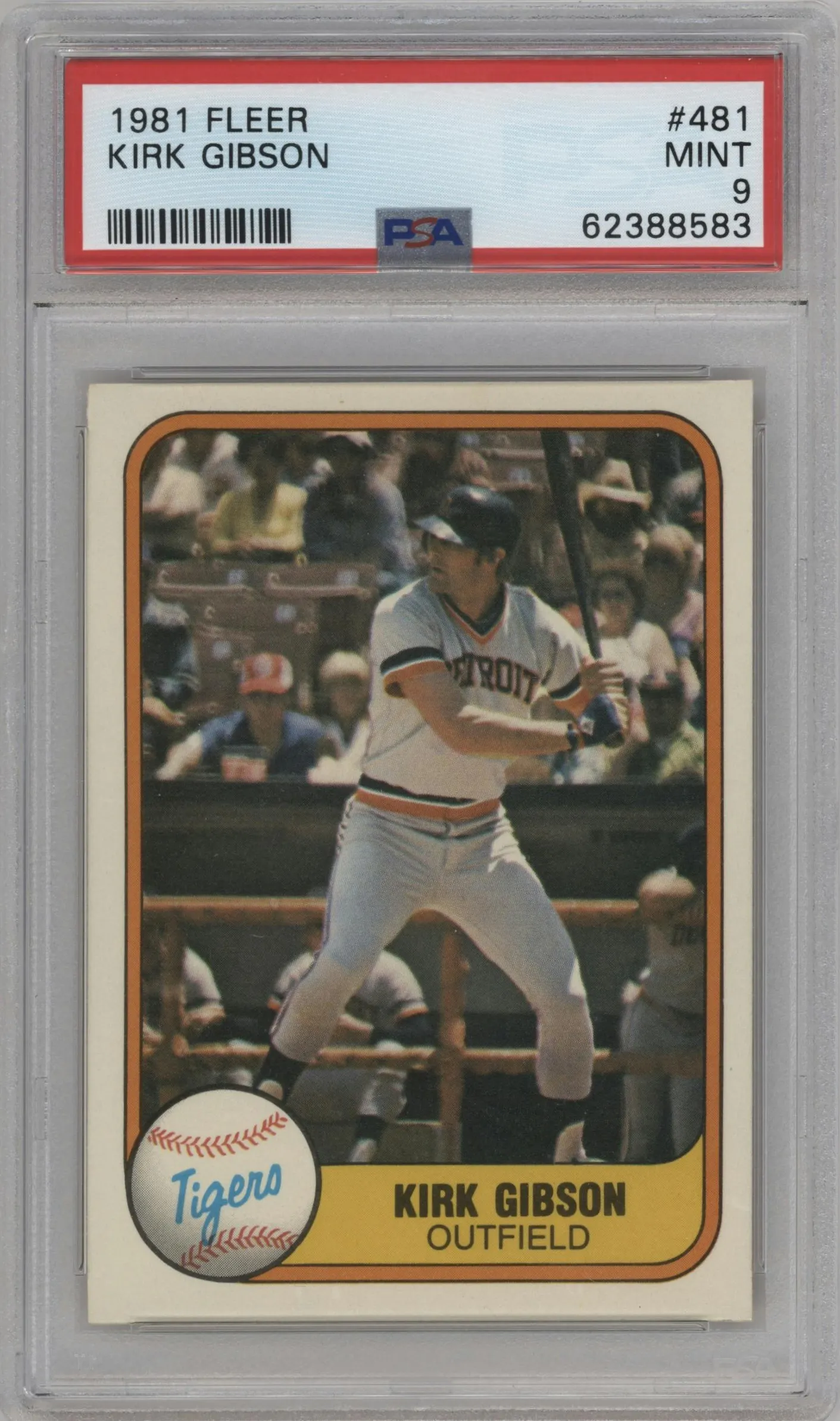 1981 Fleer Kirk Gibson #481 PSA 9