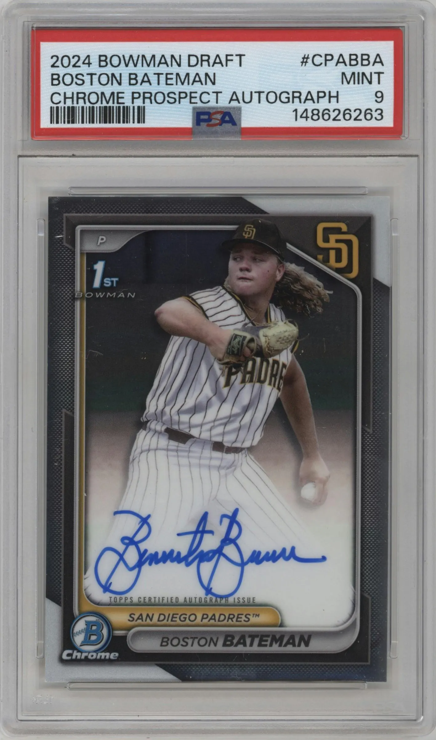 2024 Bowman Draft Chr.Pros.Auto Boston Bateman PSA 9