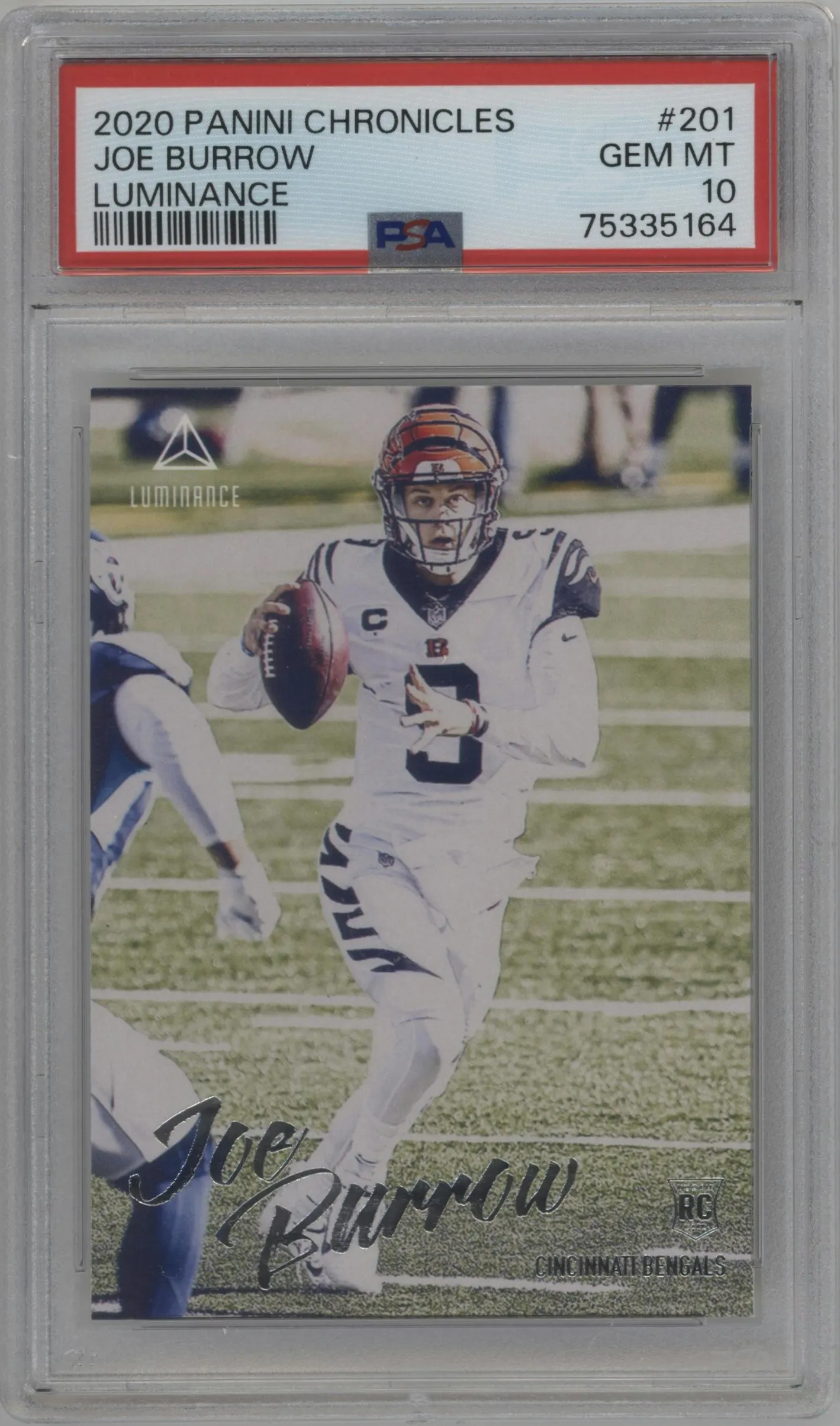 2020 Panini Chronicles Luminance Joe Burrow PSA 10