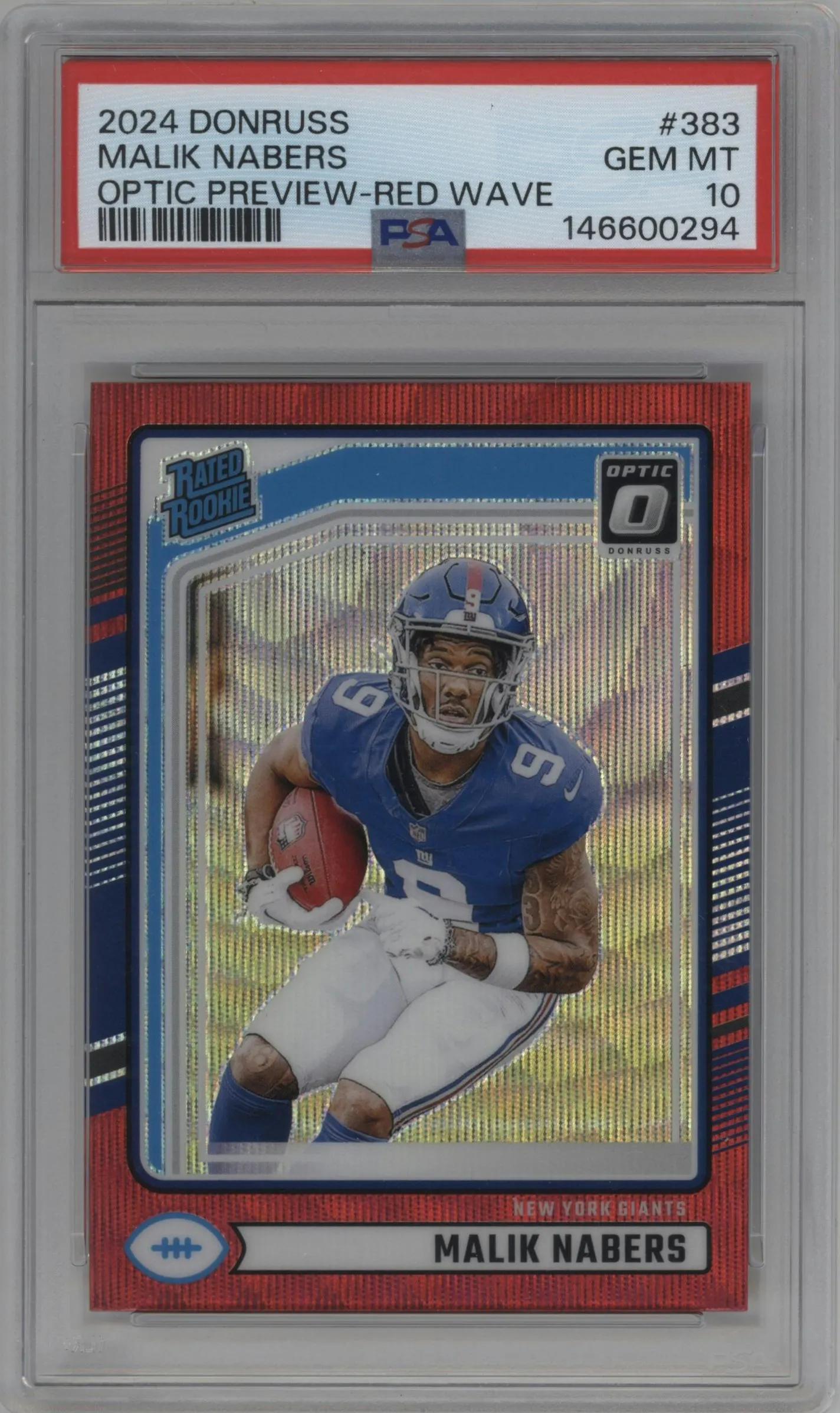 2024 Donruss Opt.Rtd.Rke.Prev. Malik Nabers Red Wave #383 PSA 10
