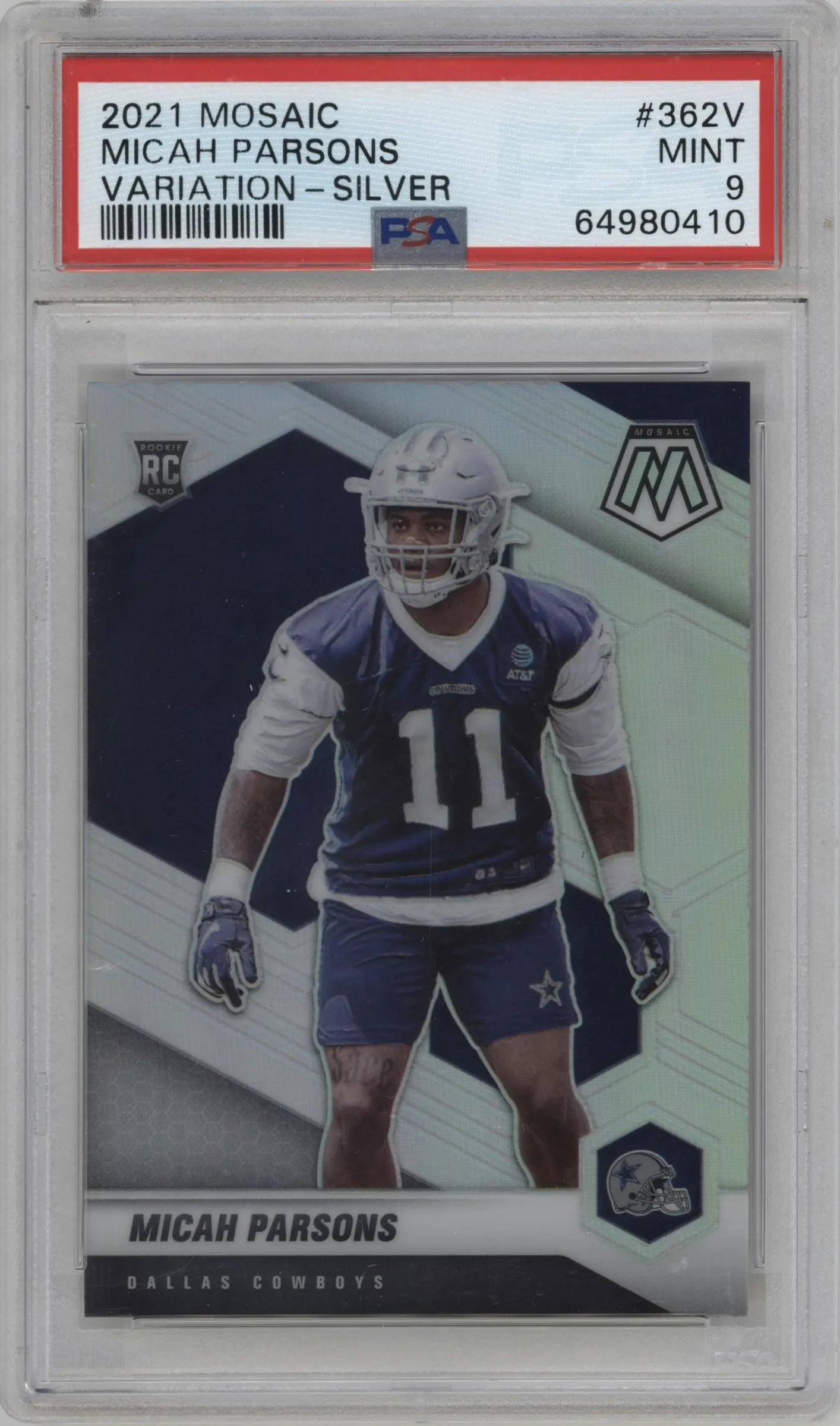 2021 Panini Mosaic Rke.Var. Micah Parsons Silver #362-V PSA 9