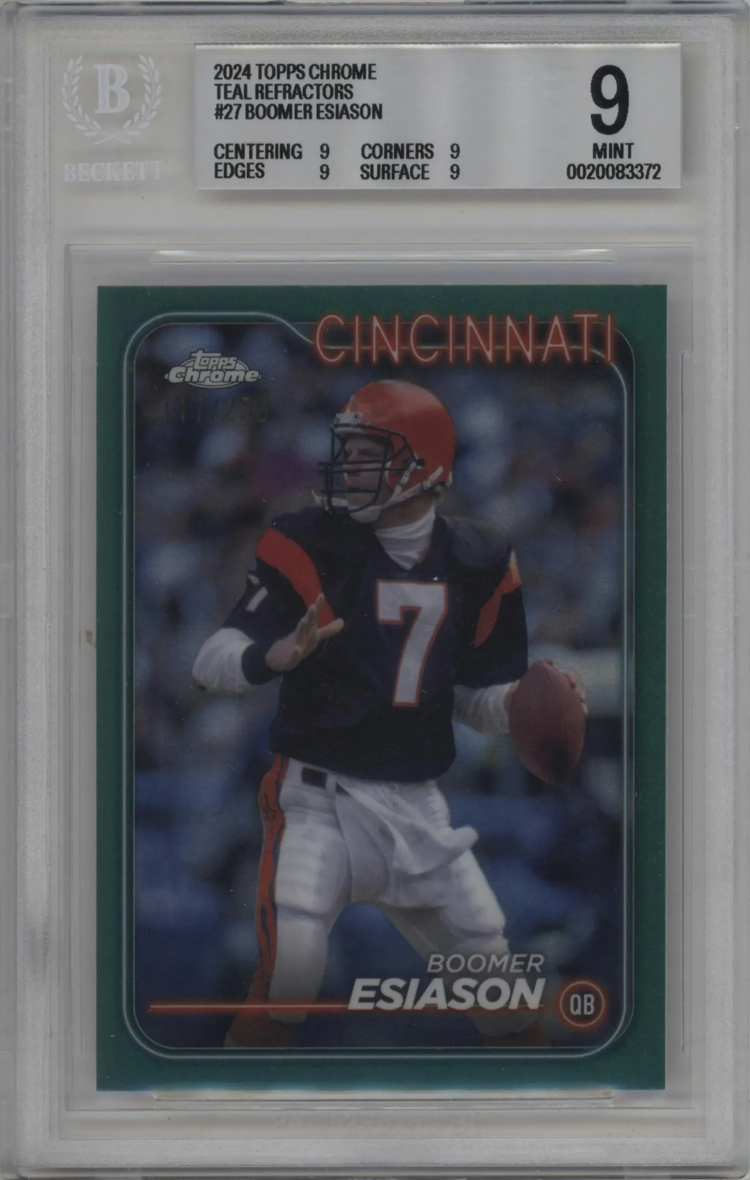 2024 Topps Chrome Boomer Esiason Teal Refractor #27 BGS 9