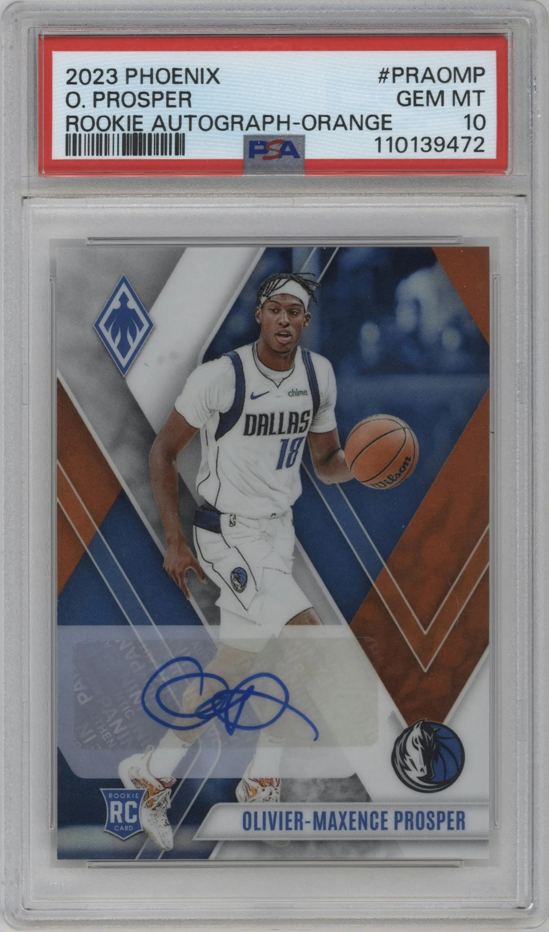 2023 Panini Phoenix Rke.Auto Olivier-Maxence Prosper Orange #PRA-OMP PSA 10