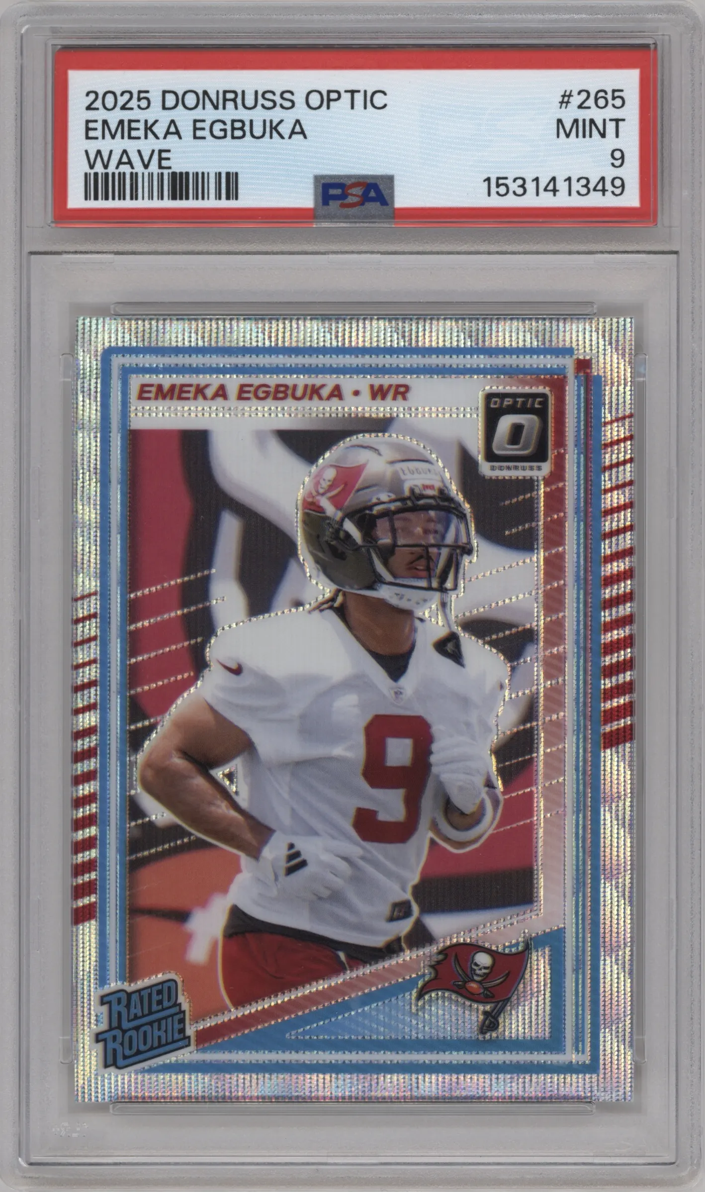 2025 Donruss Optic Rated Rookie Emeka Egbuka Wave #265 PSA 9