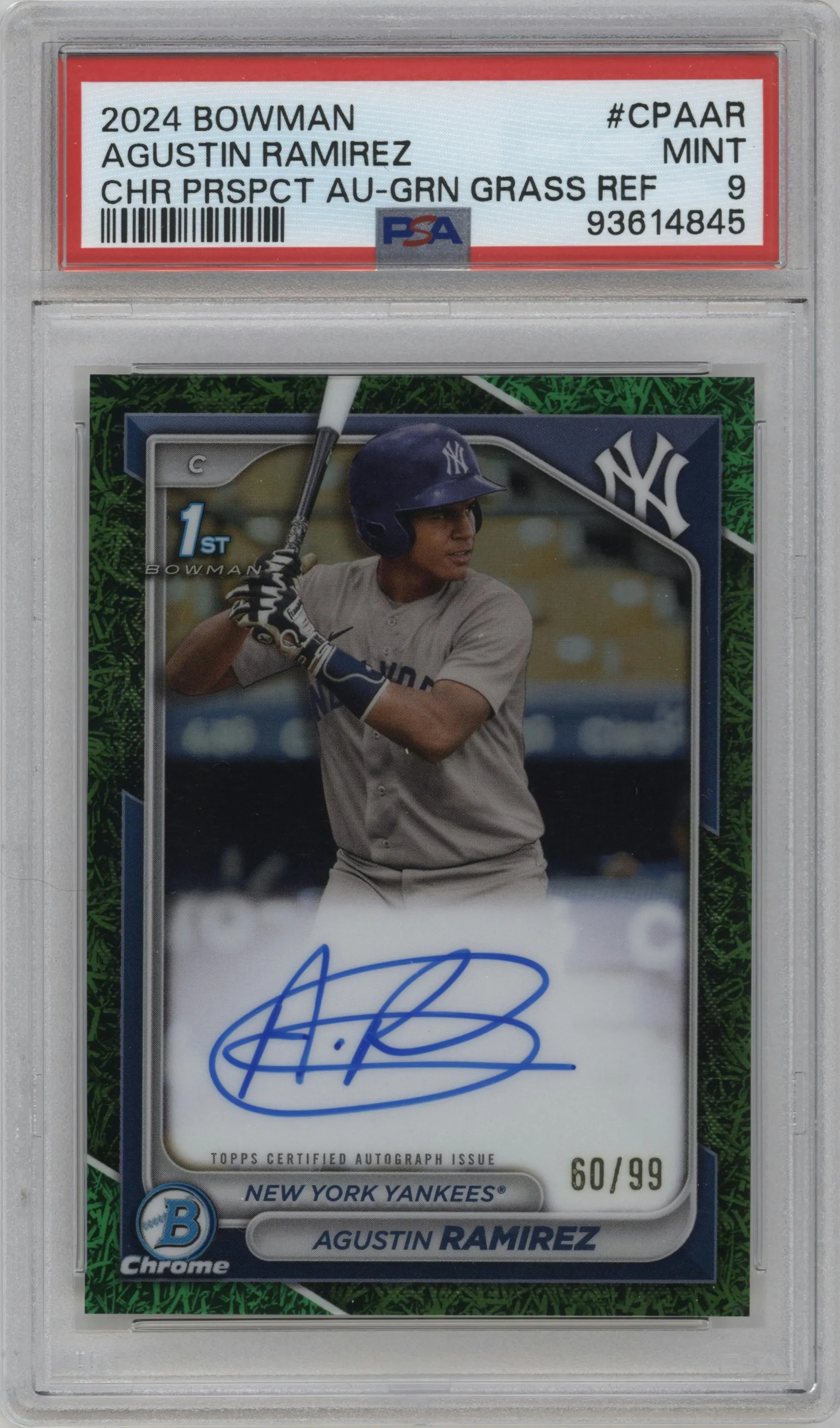2024 Bowman Chr.Pros.Auto Agustin Ramirez Green Grass Refractor #CPA-AR PSA 9