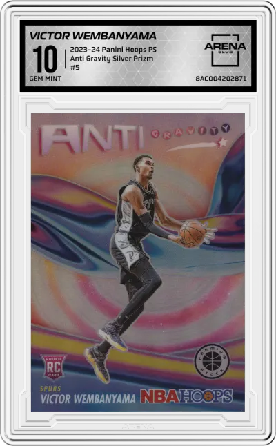 2023 Panini Hoops Premium Stock Anti Gravity Victor Wembanyama Silver Prizm #5 ARENA CLUB 10