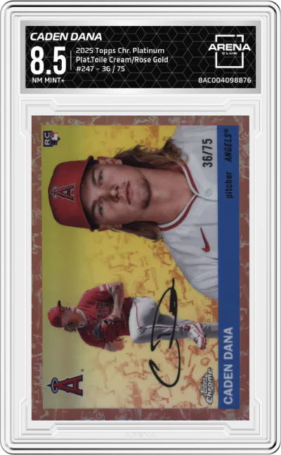 2025 Topps Chrome Platinum Caden Dana Platinum Toile Cream/Rose Gold Refractor #247 ARENA CLUB 8.5